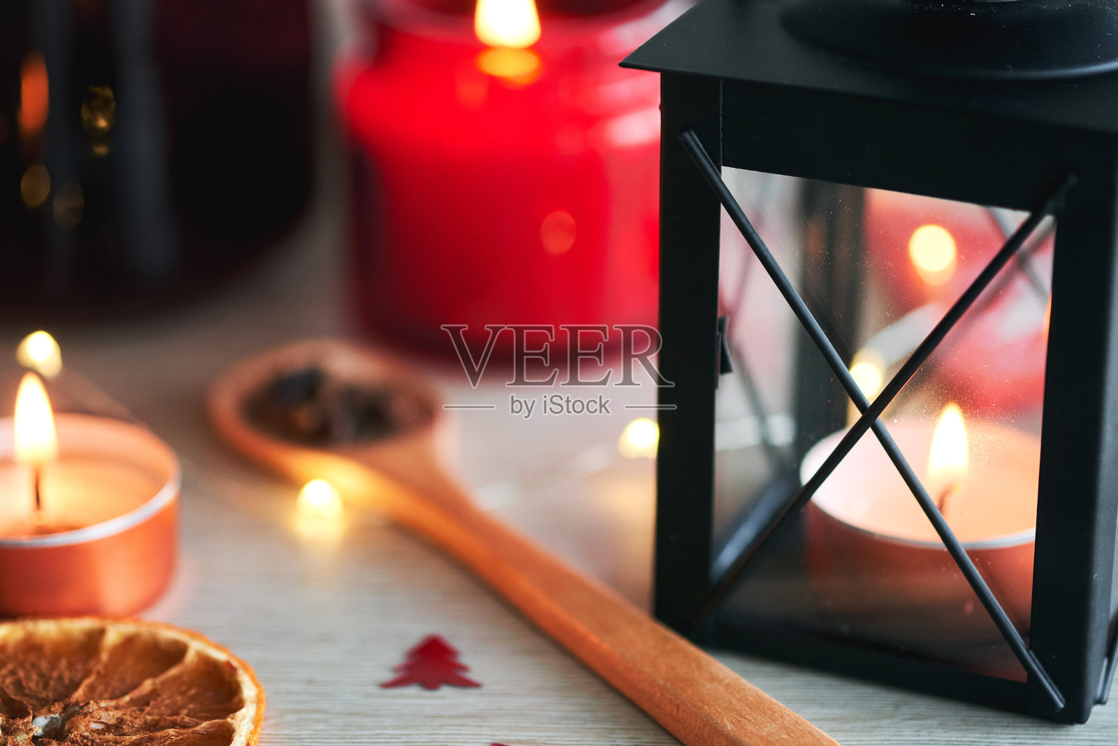 圣诞蜡烛装饰照片摄影图片