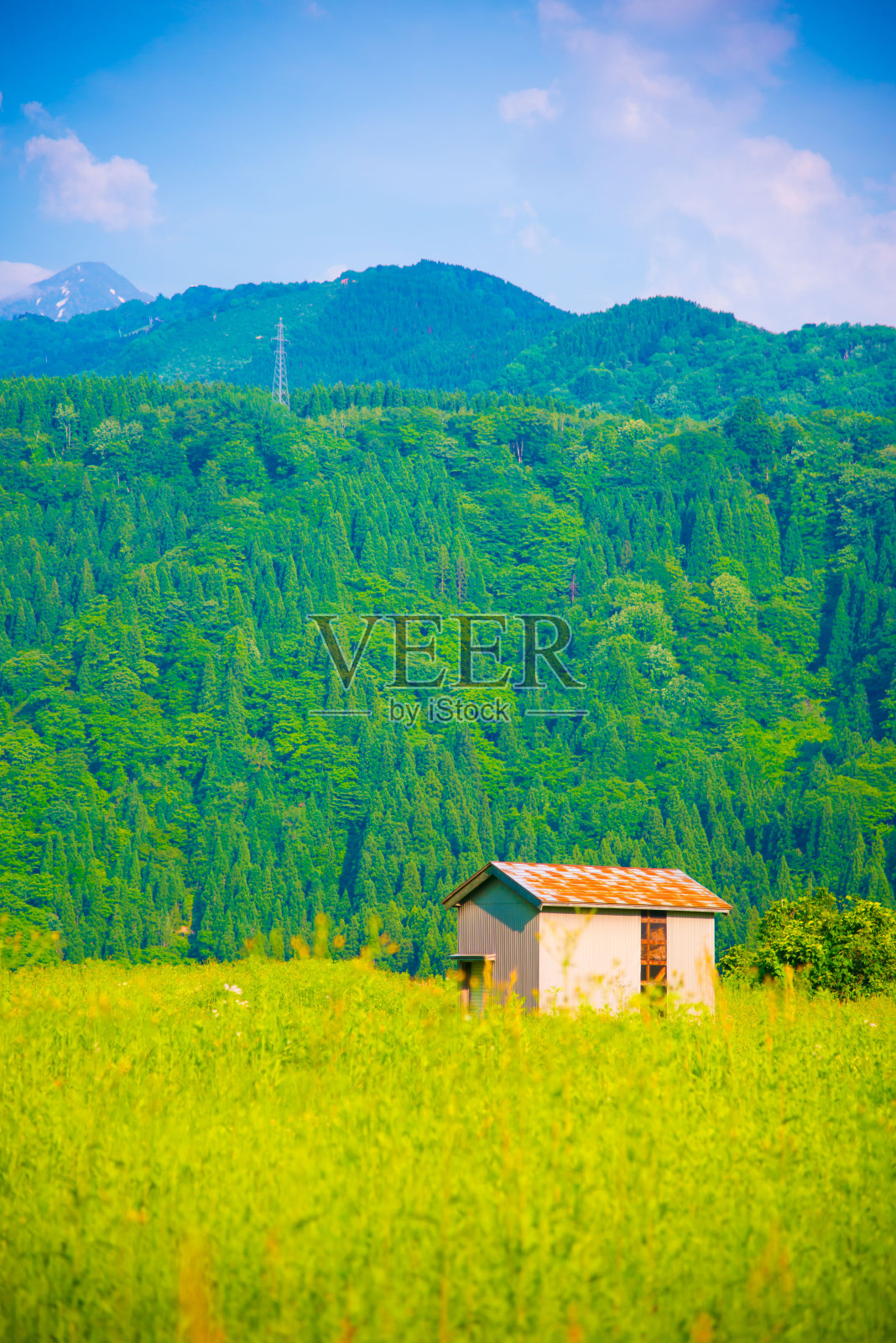 日本富山山上的房子照片摄影图片
