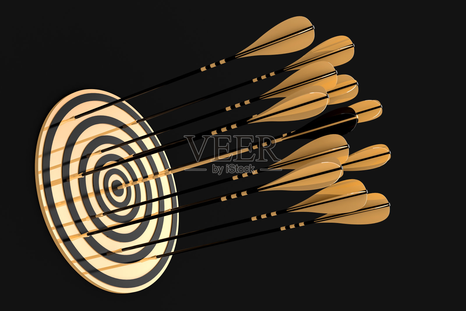 很多金箭射中了金靶照片摄影图片