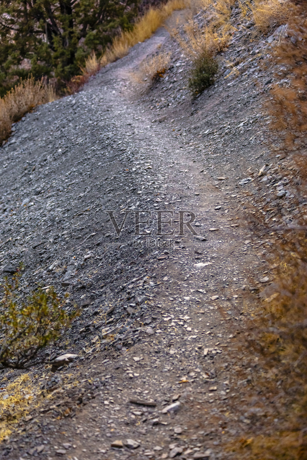 在山的一边的普罗沃峡谷弯道照片摄影图片