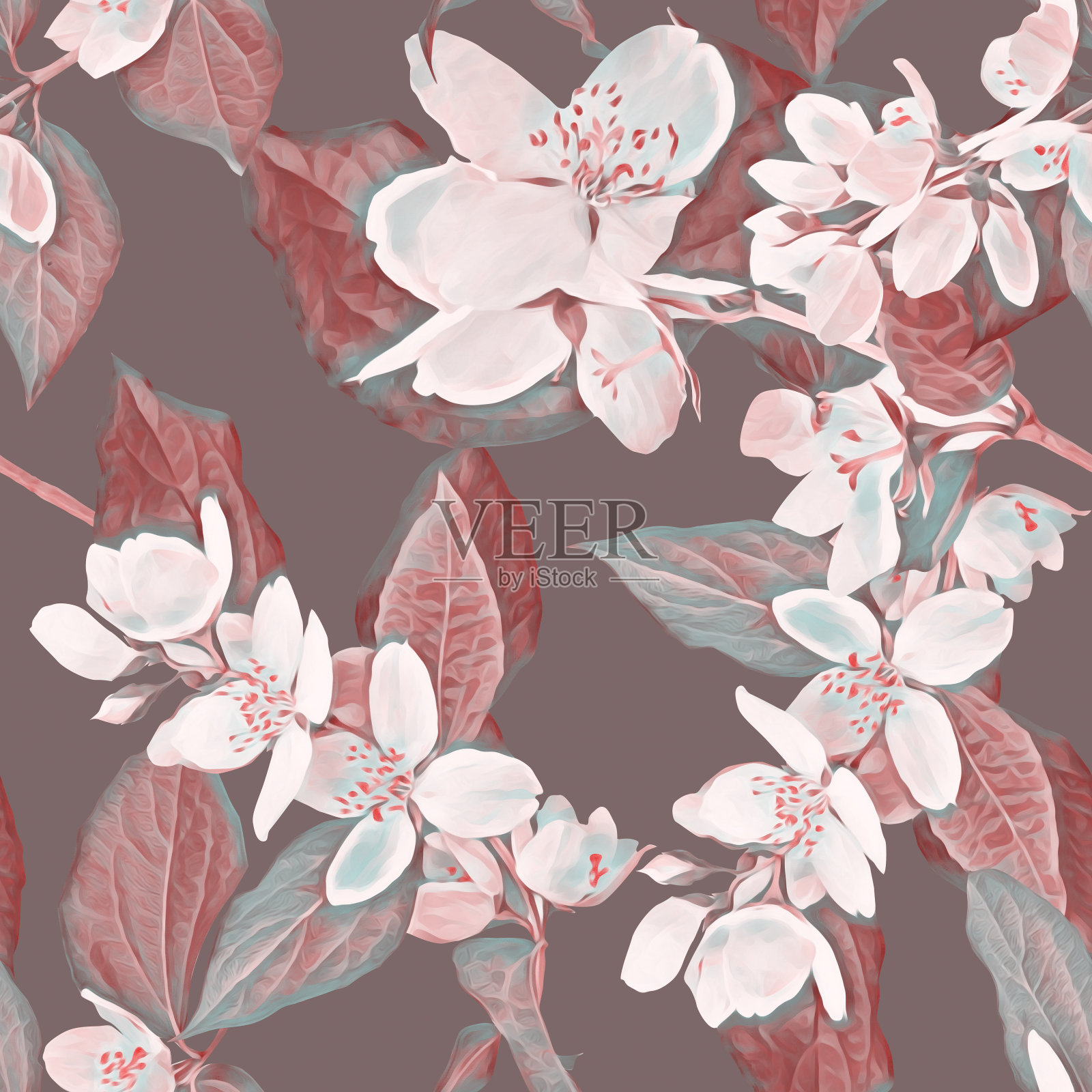 茉莉花无缝模式。插画图片素材