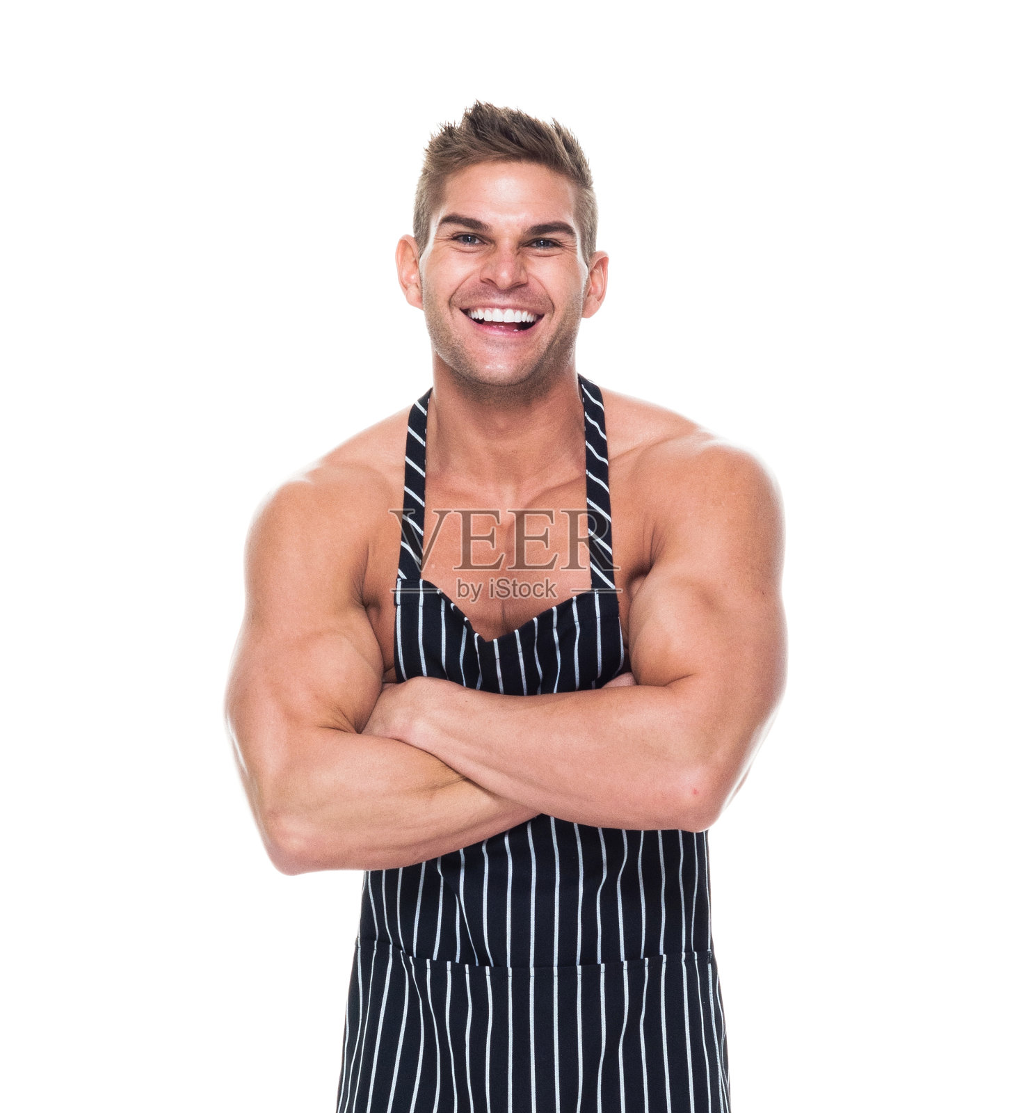 赤膊男厨师照片摄影图片