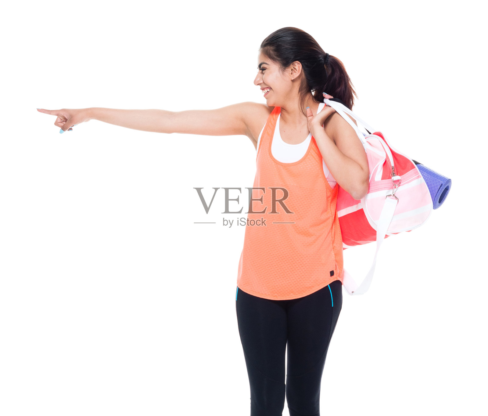 美丽的拉丁女性在运动服装照片摄影图片