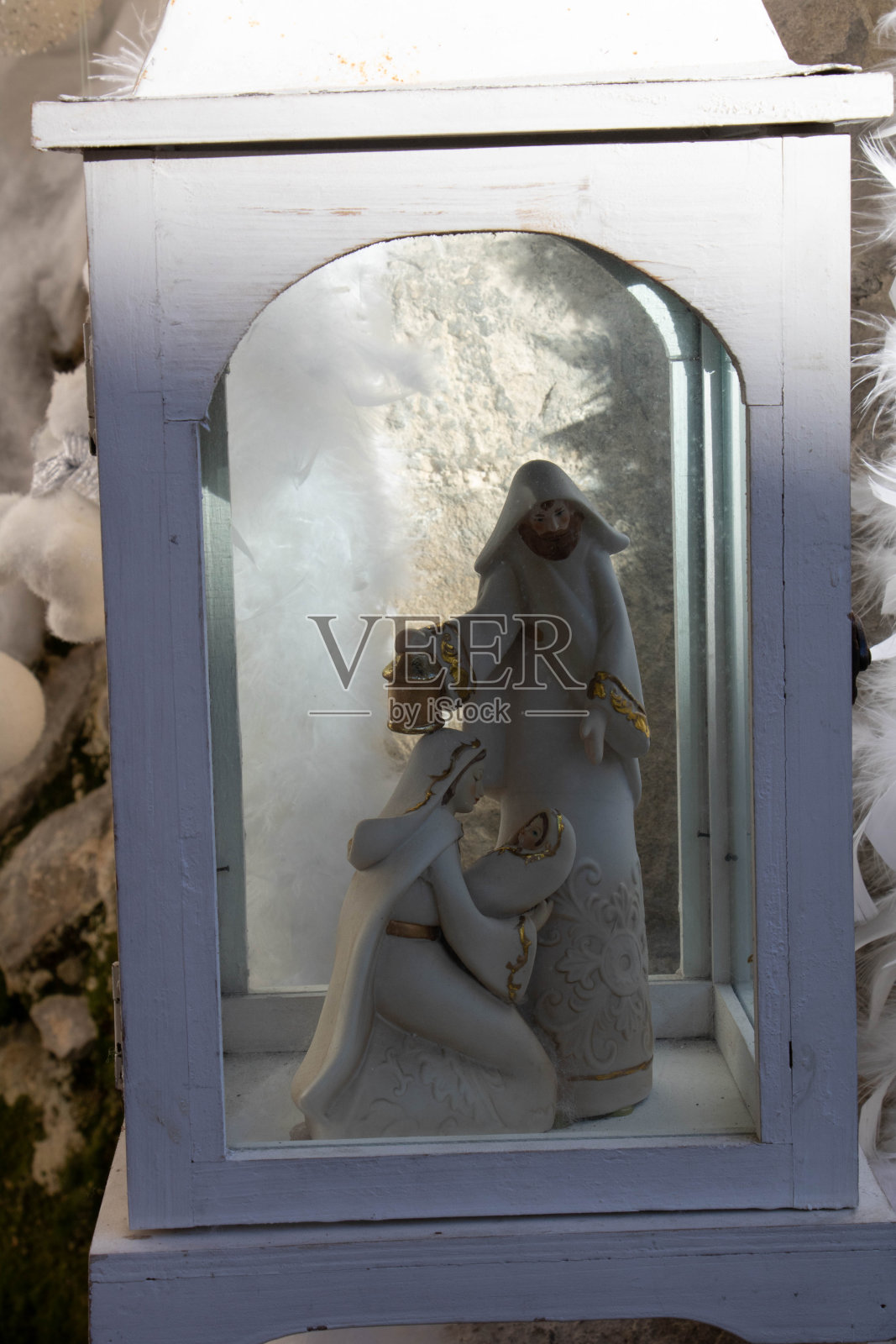 在一个灯笼的普罗旺斯圣诞托儿所照片摄影图片