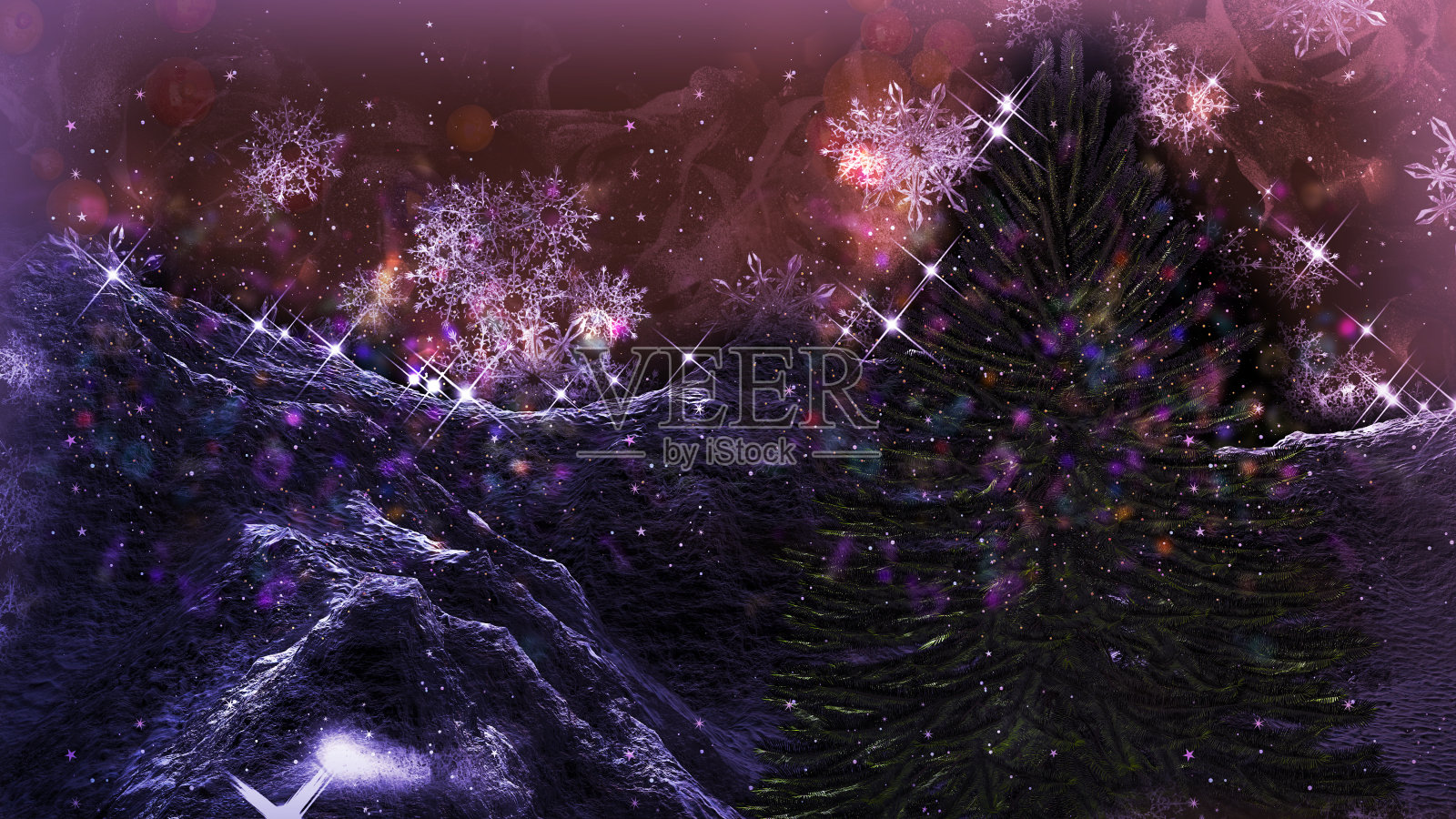 圣诞冬季景观在山上照片摄影图片