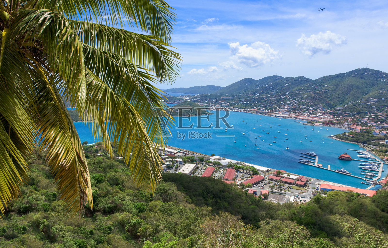 在圣托马斯港的景色，USVI照片摄影图片