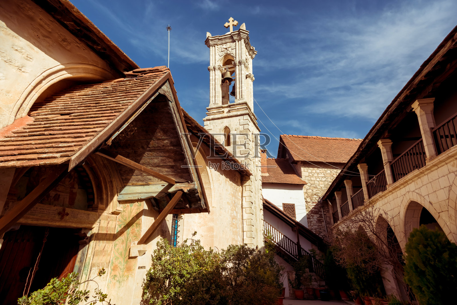 Chrysoroyiatissa，是一座献给金石榴圣母的修道院。Pafos区、塞浦路斯照片摄影图片