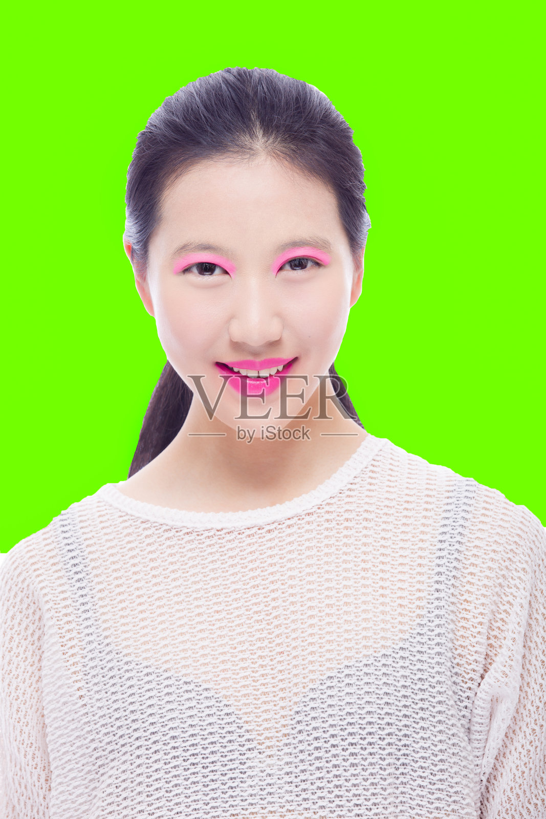 亚洲女孩的高调美丽肖像照片摄影图片