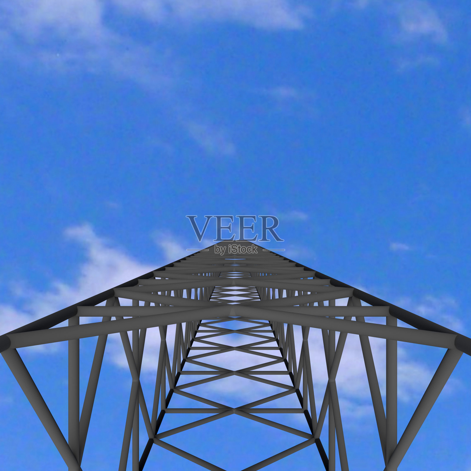 通过电信塔看，3D渲染照片摄影图片