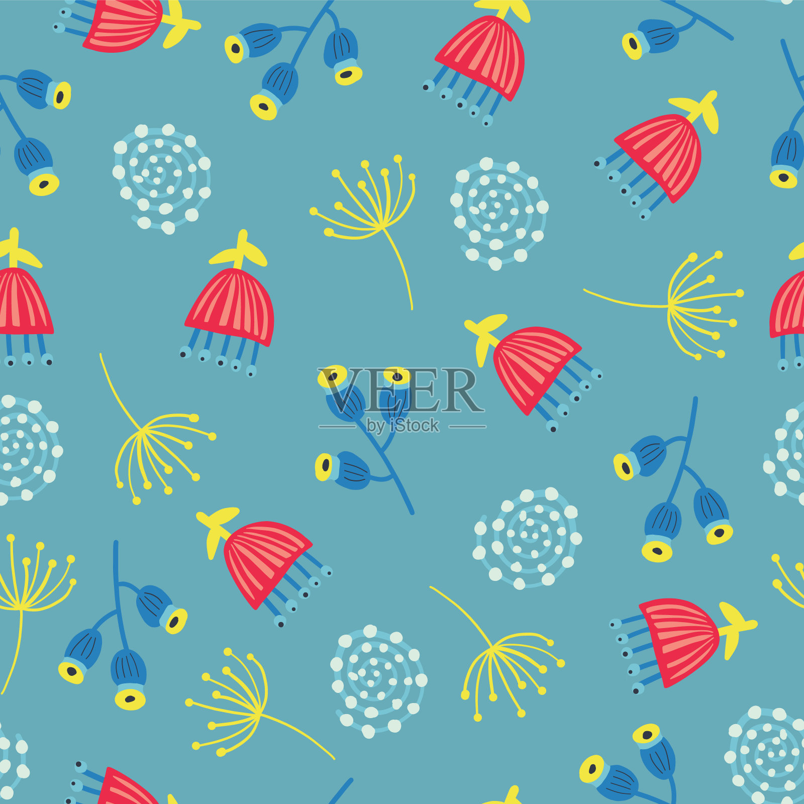 斯堪的纳维亚花无缝矢量背景插画图片素材