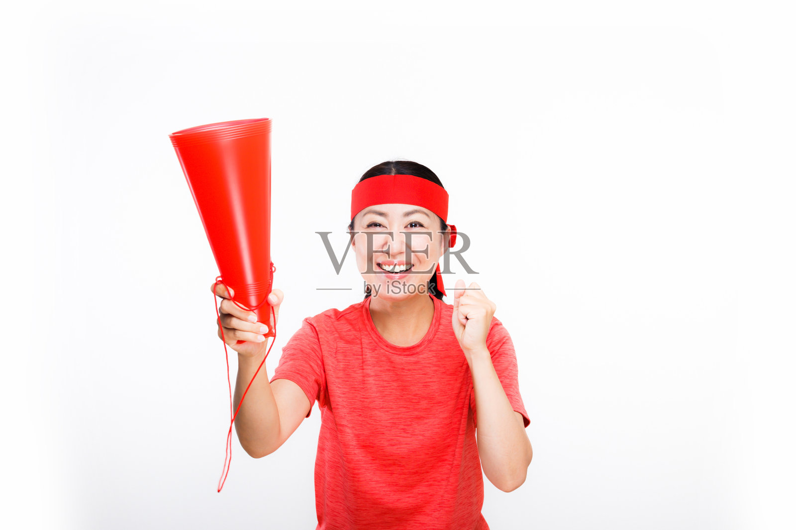 扩音器和亚洲女人照片摄影图片