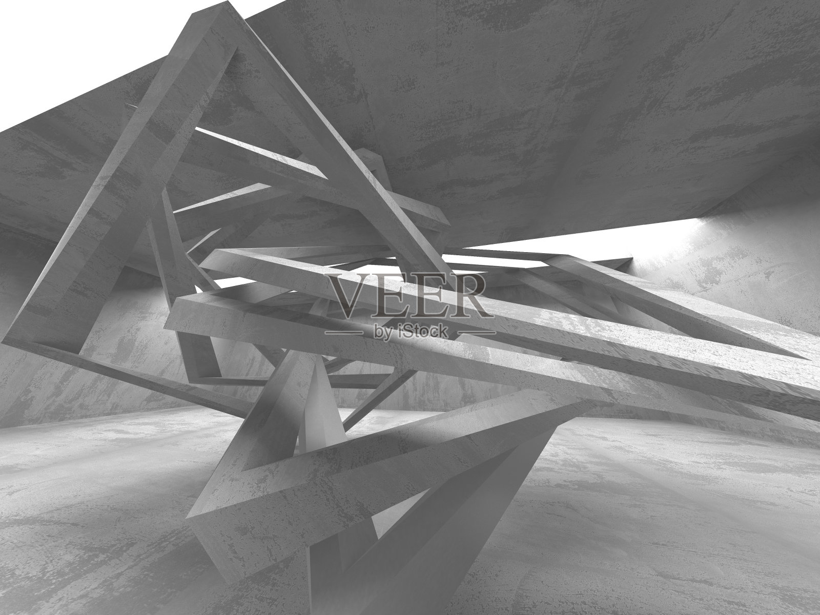 黑暗的地下室空房间内部。混凝土墙照片摄影图片