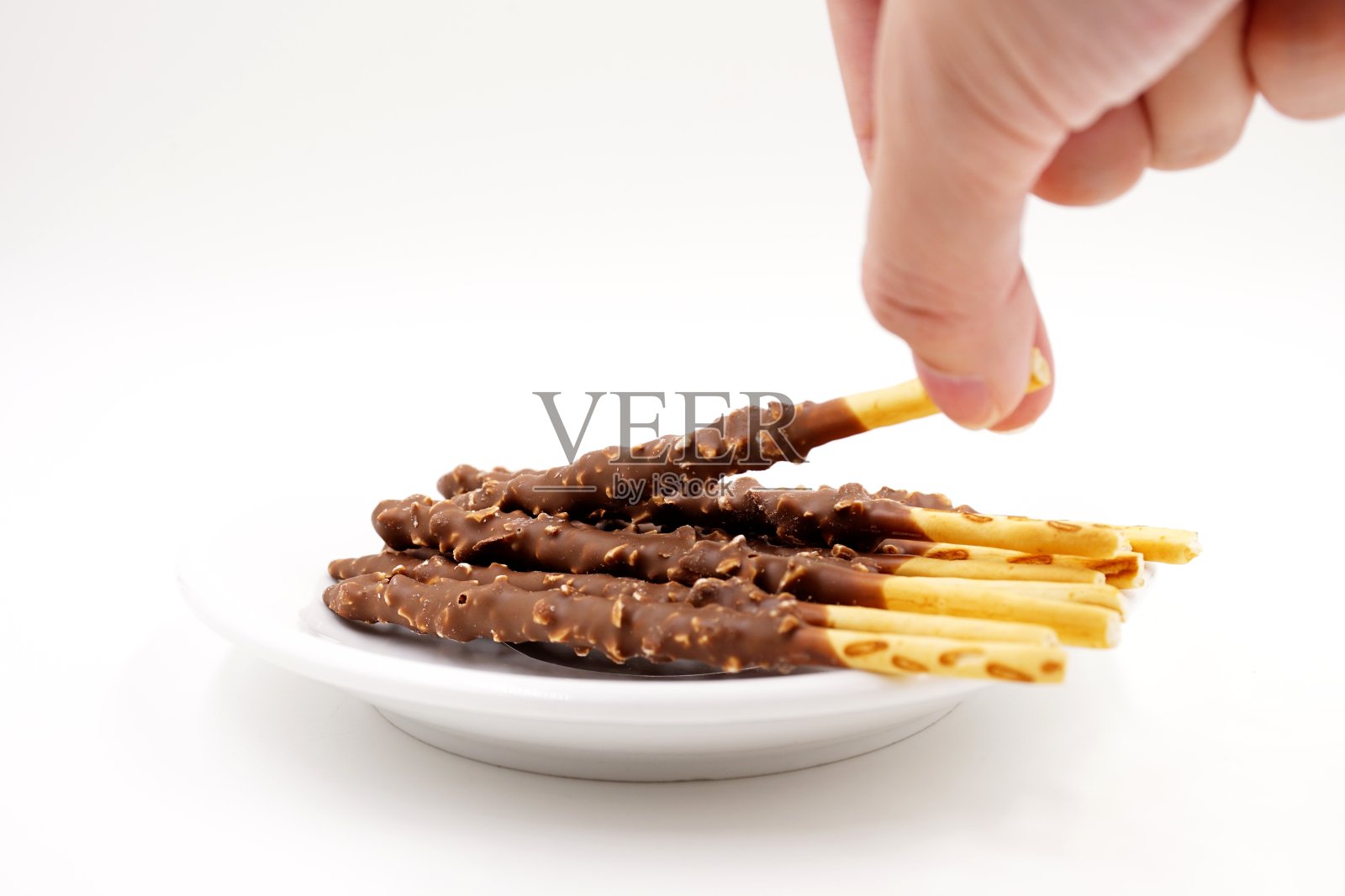 杏仁和巧克力涂层饼干棒照片摄影图片