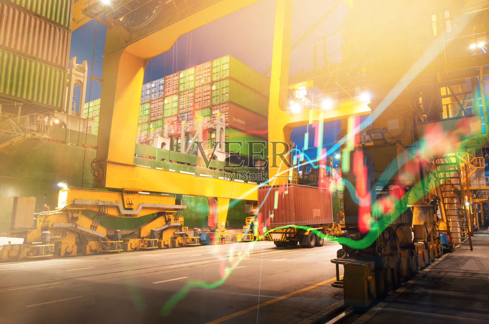 起重货物市场与金融经济背景照片摄影图片