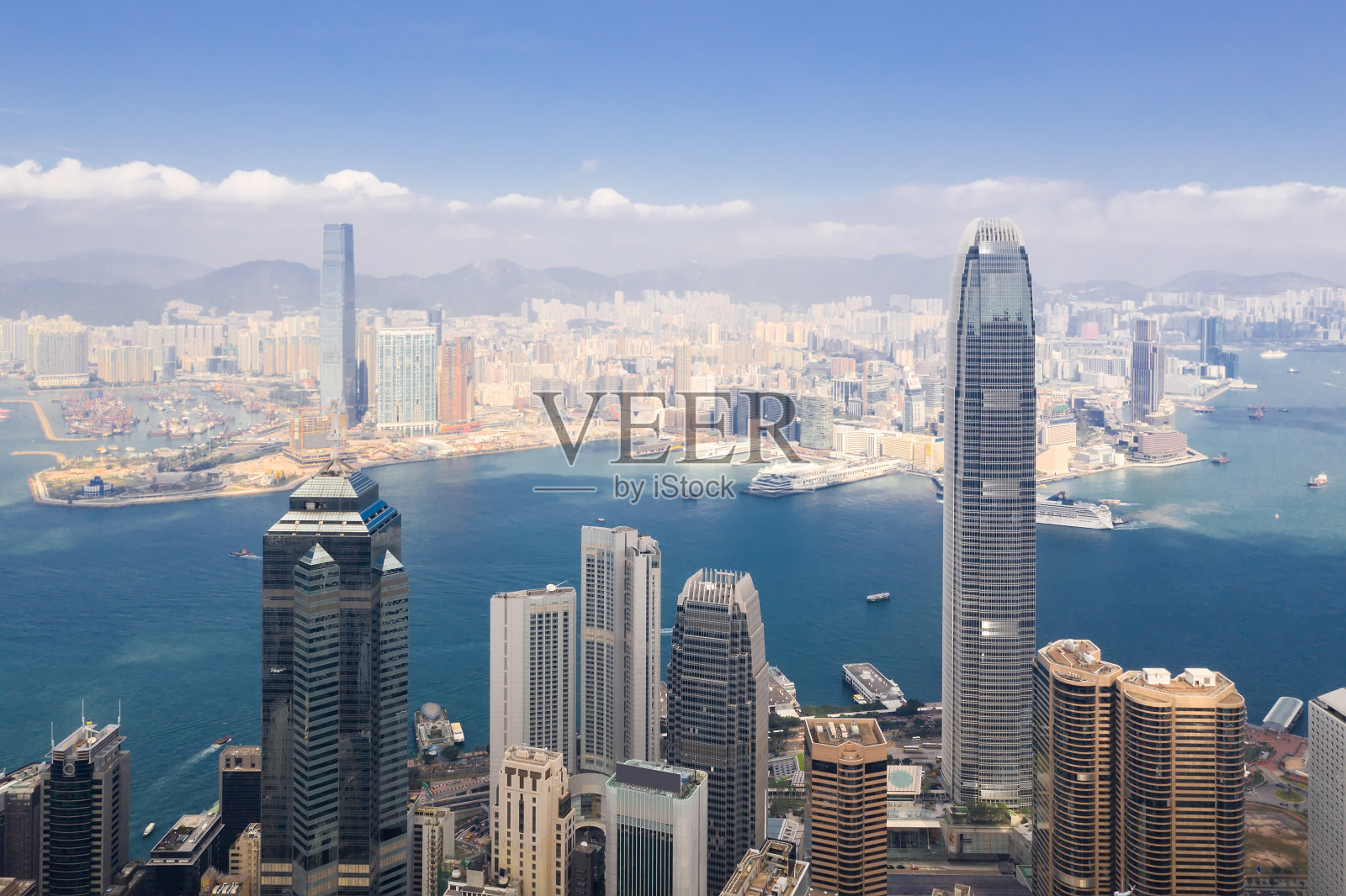 香港金融区鸟瞰图照片摄影图片