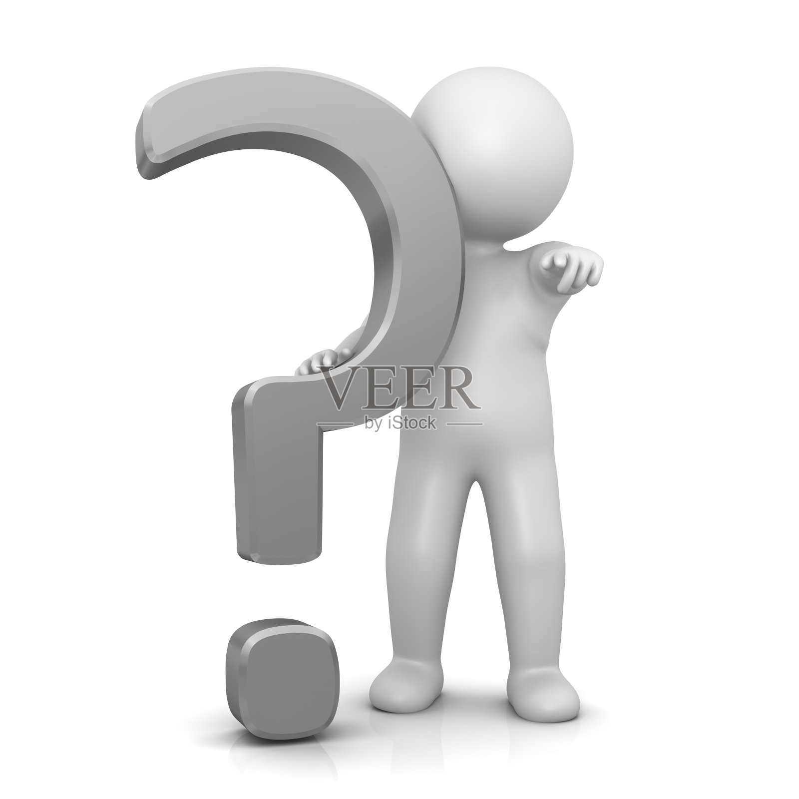问号3d银问号询问棍人物人物标点符号照片摄影图片