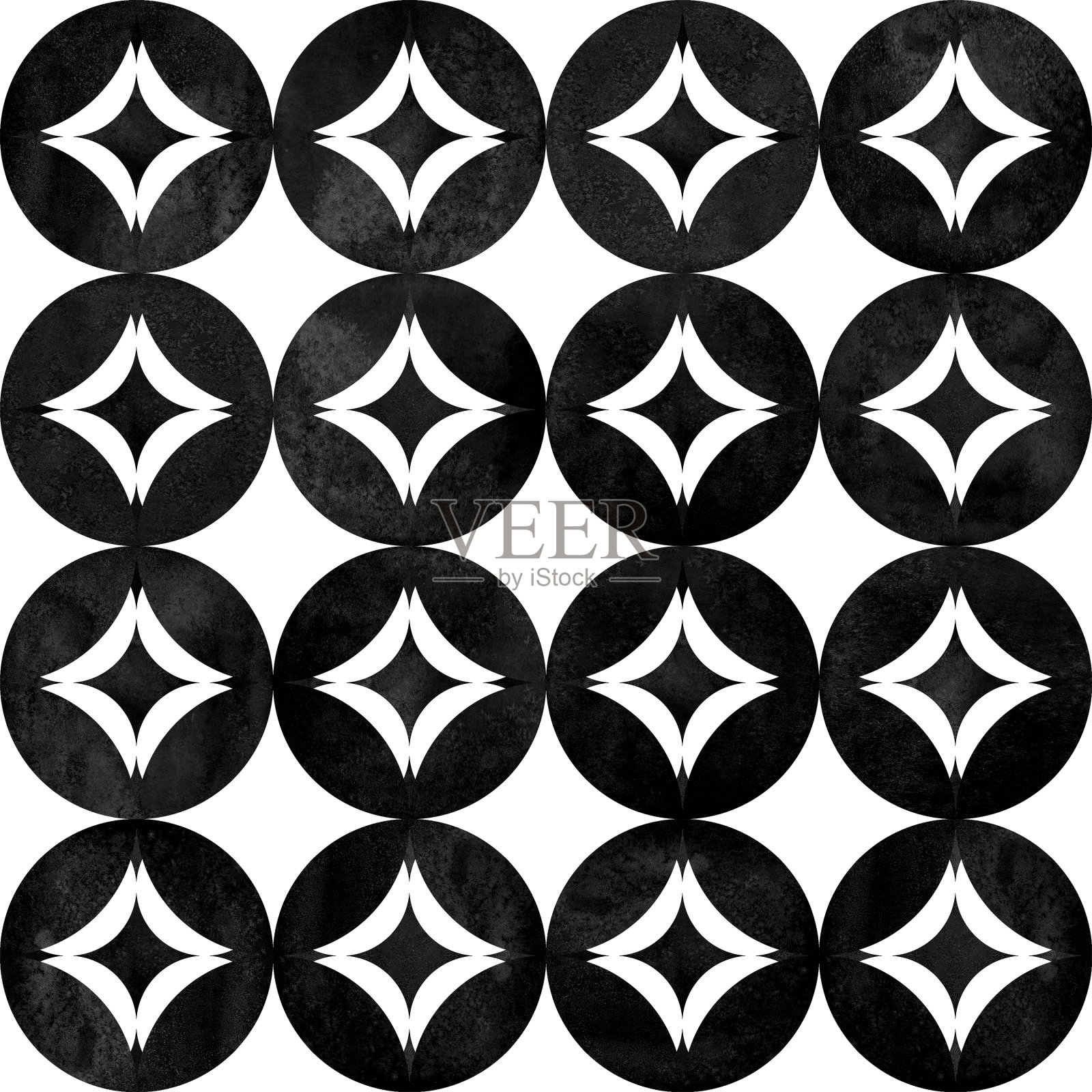 抽象的几何无缝图案。黑白极简主义单色水彩艺术品。设计元素图片