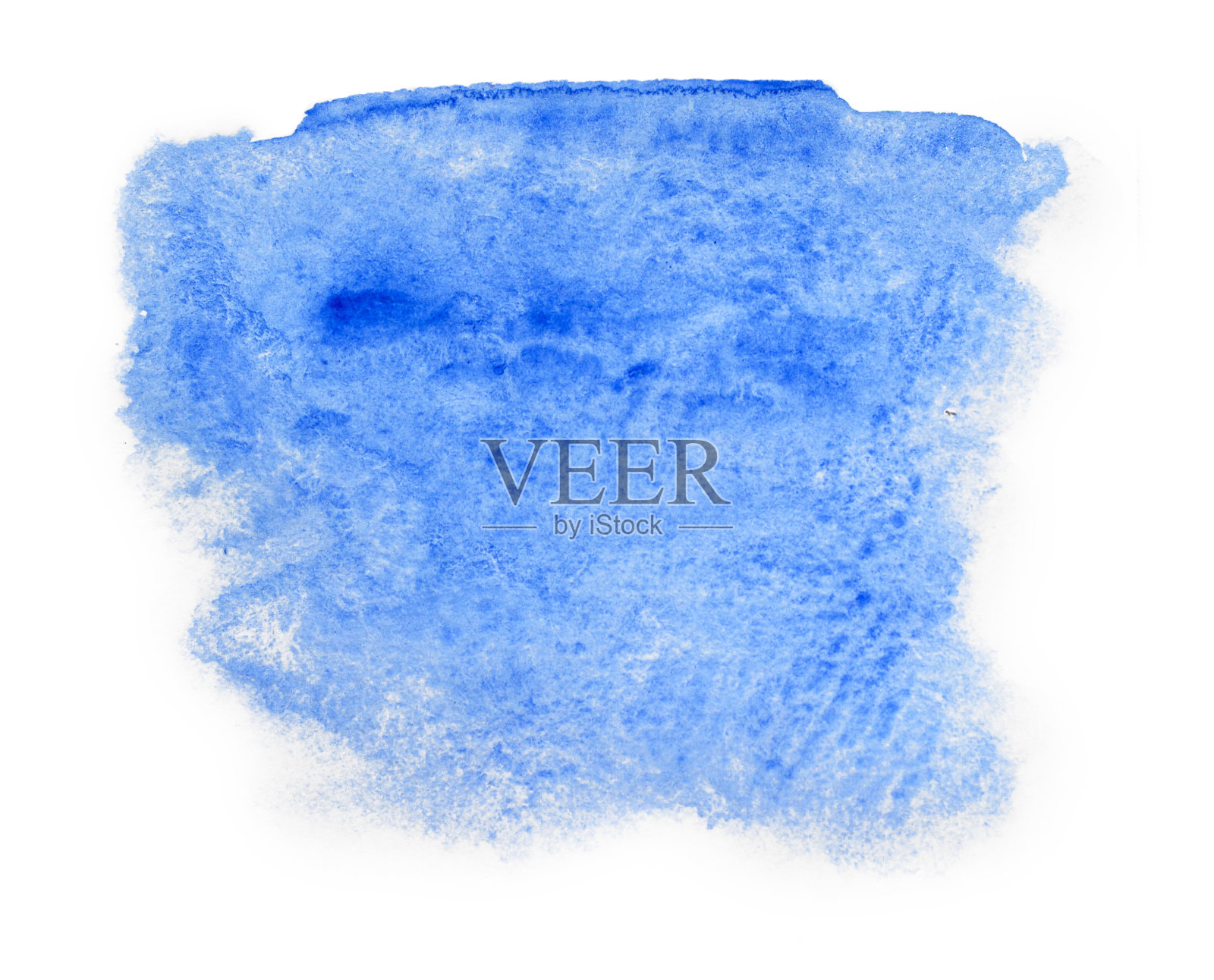 透明的蓝色染色在水彩上的白色背景。照片摄影图片