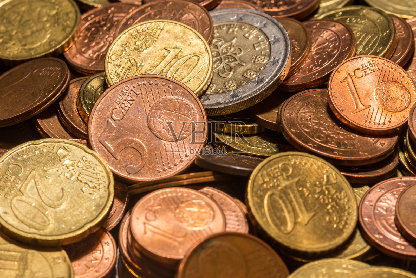 欧元和分硬币收藏增加照片摄影图片