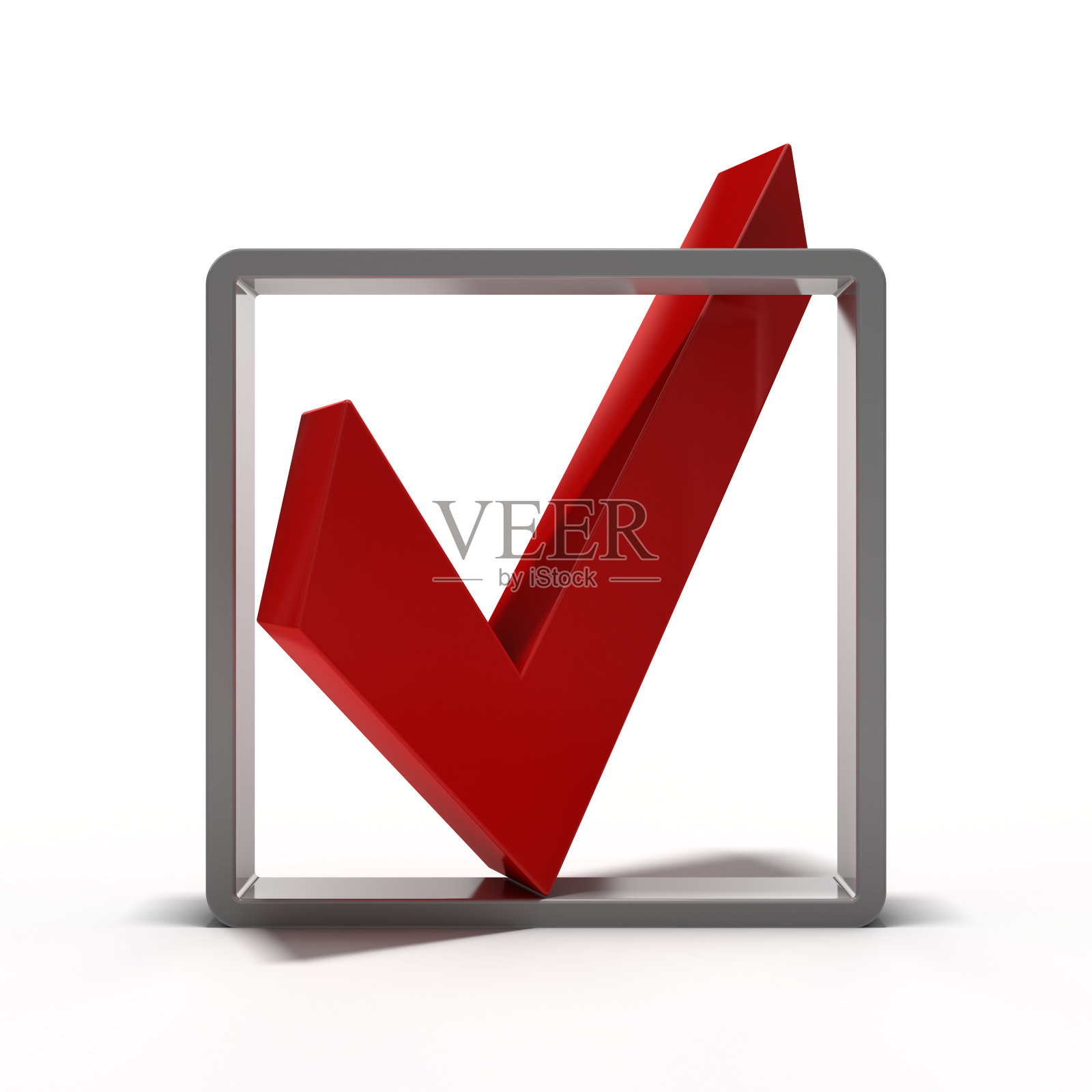 红色的复选标记图标。三维渲染照片摄影图片