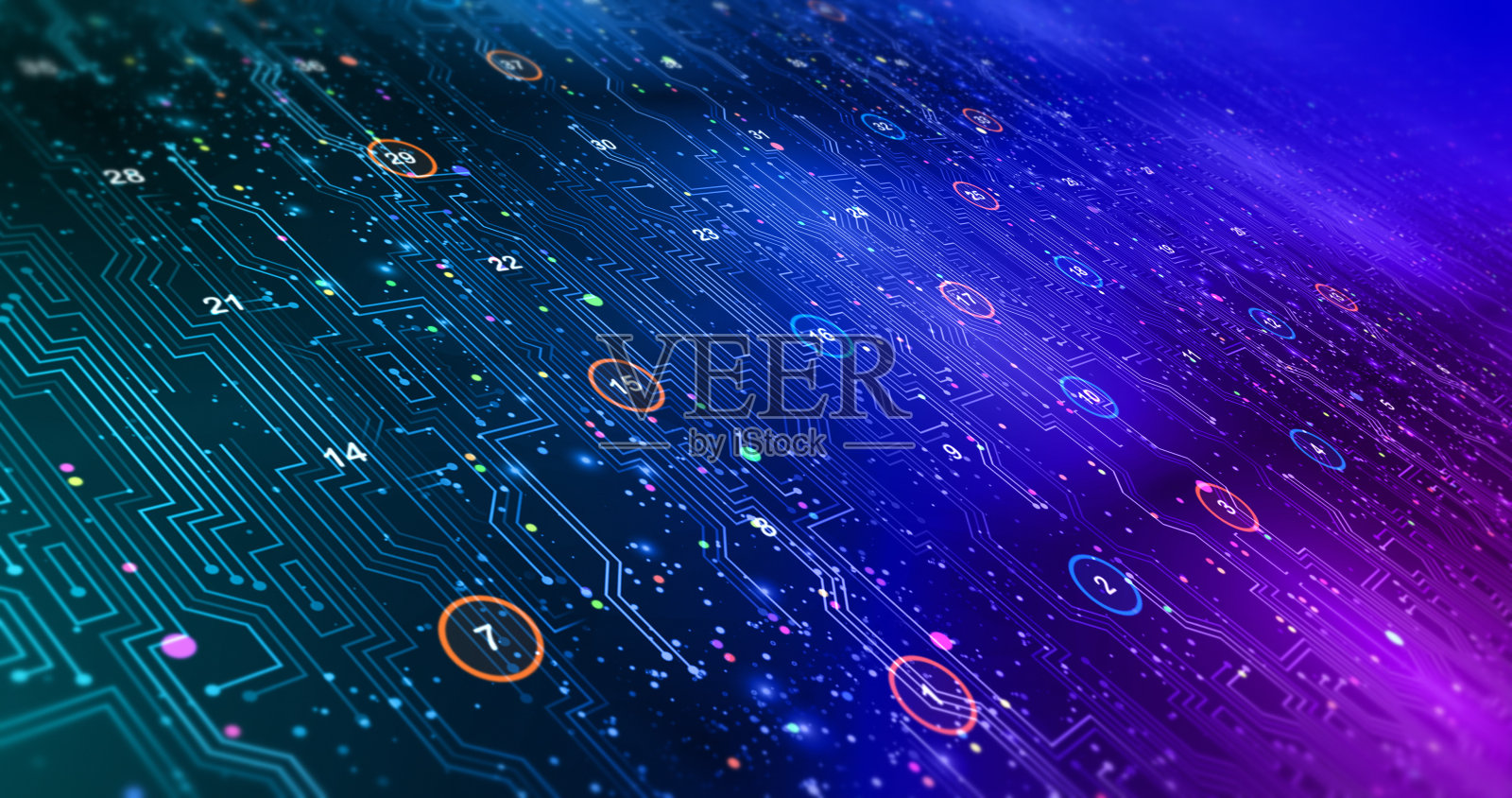 未来的电路板渲染与散景效果照片摄影图片