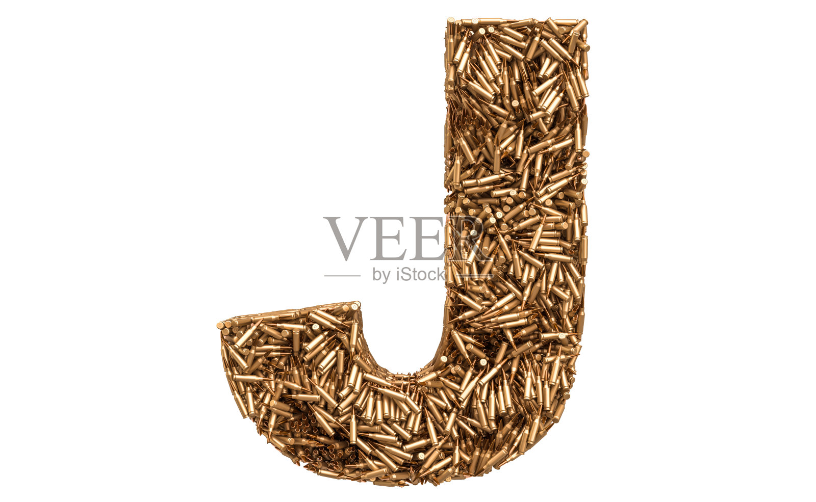 字母J从子弹，3D渲染孤立在白色背景照片摄影图片