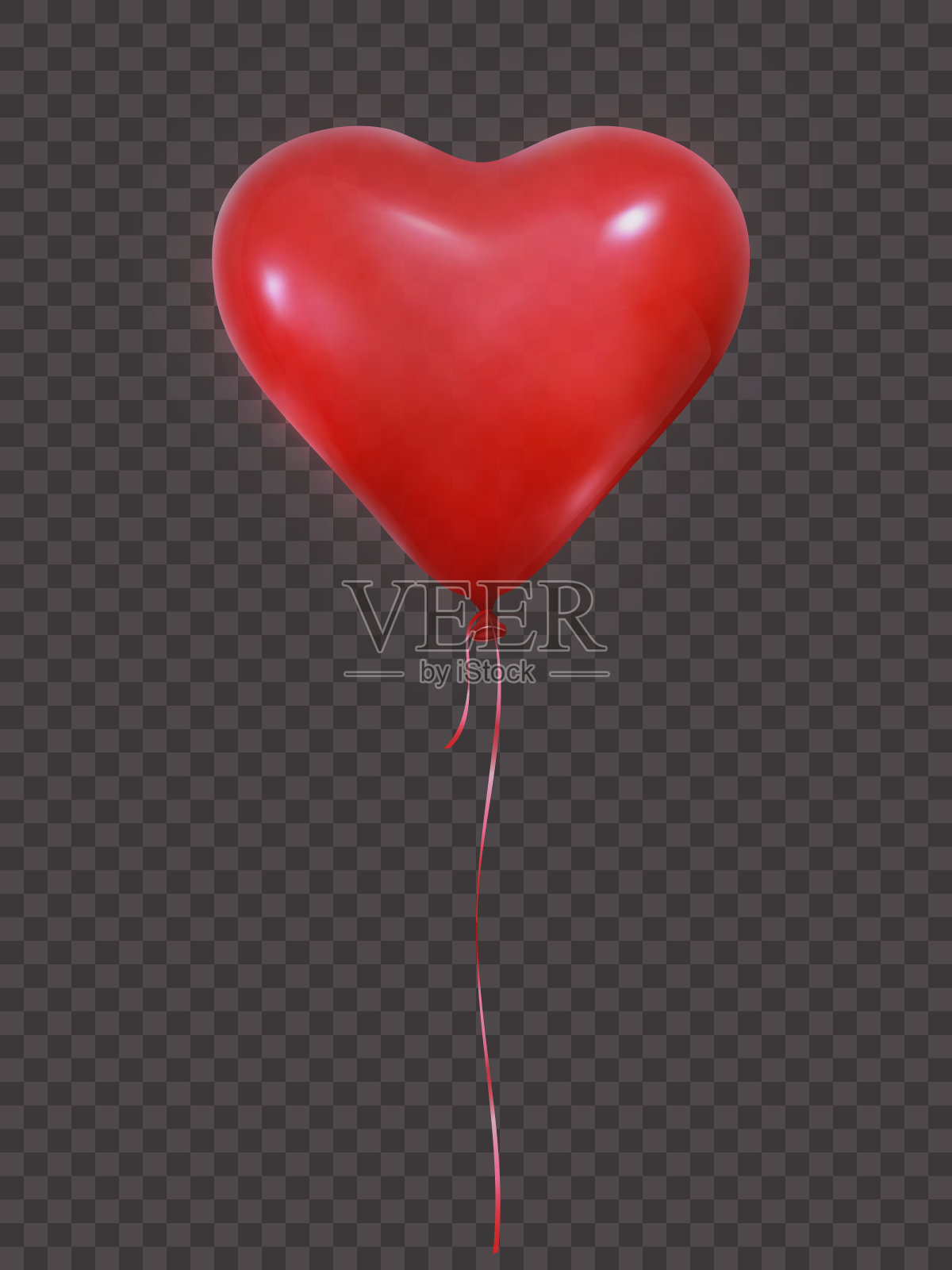 情人节的气球。现实的红色气球与丝带。情人节装饰插画图片素材