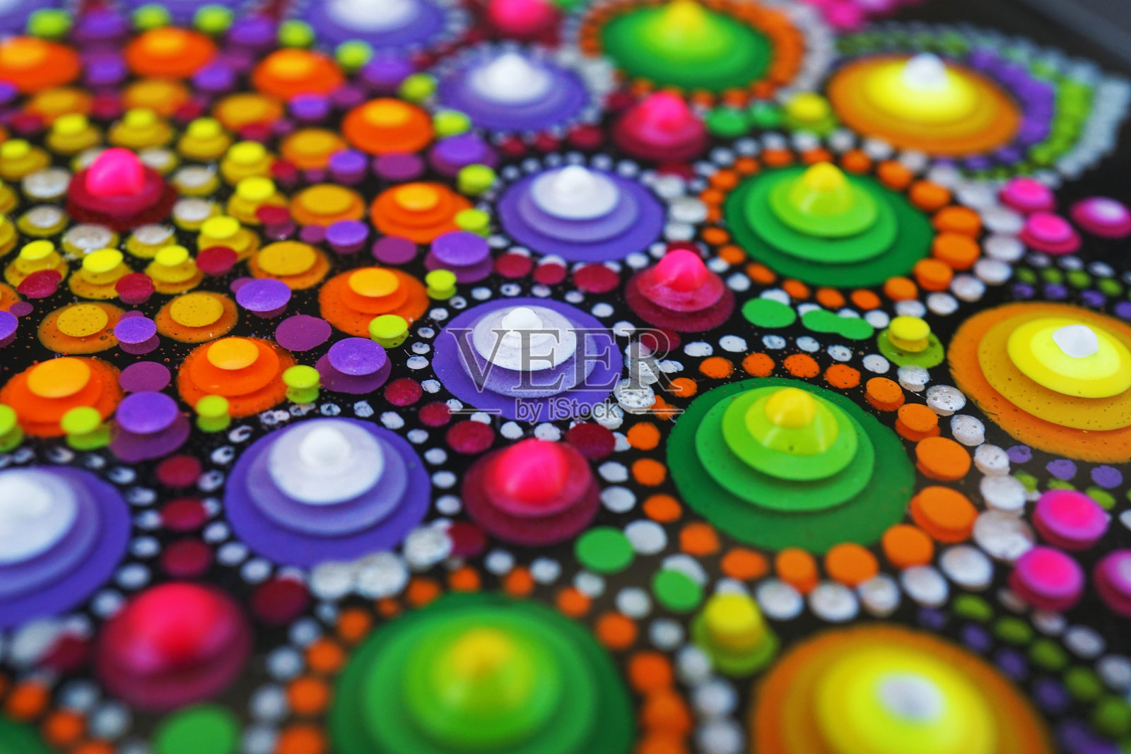 部分美丽的点曼荼罗与3d效果照片摄影图片