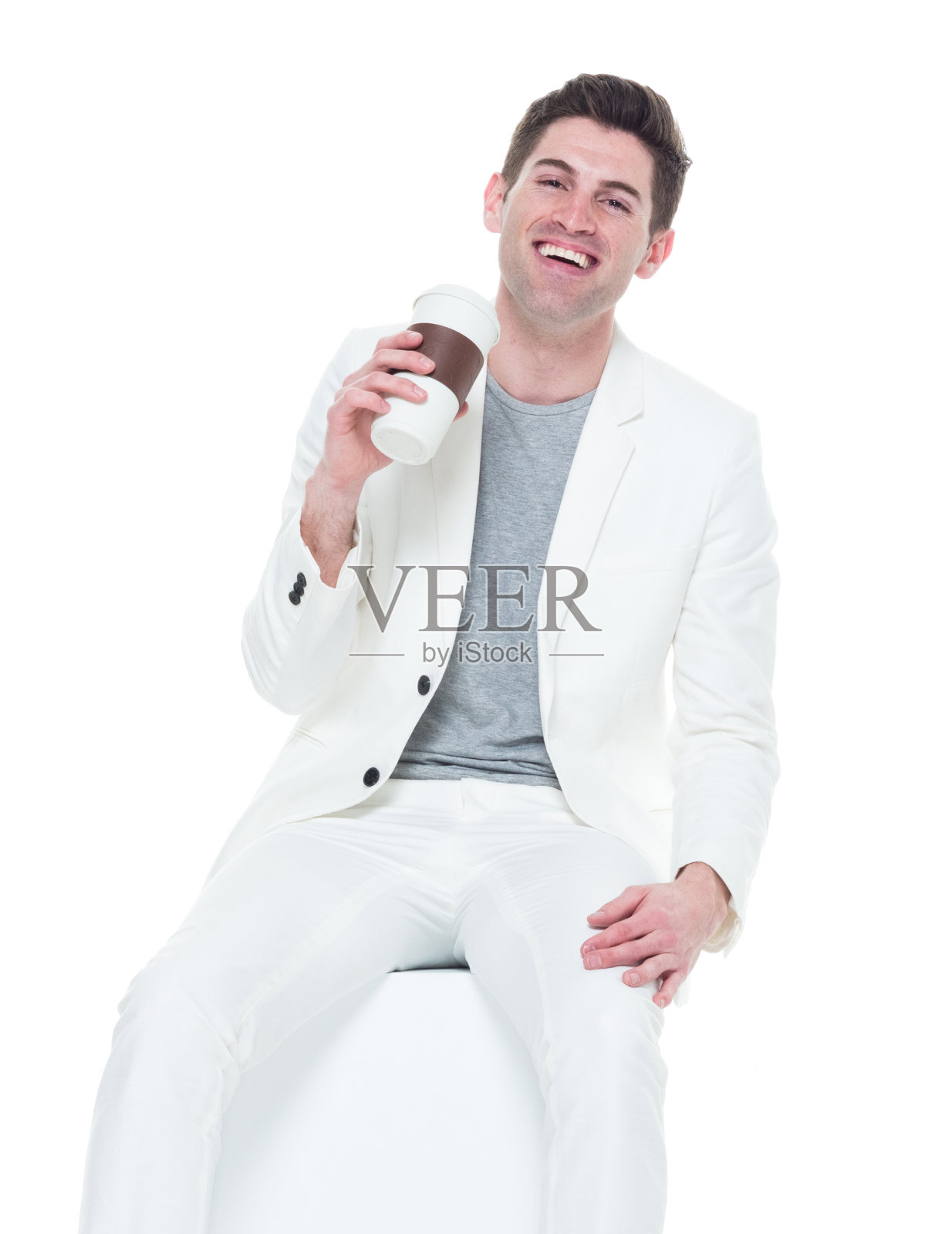 穿着白色衣服的漂亮白人男性照片摄影图片