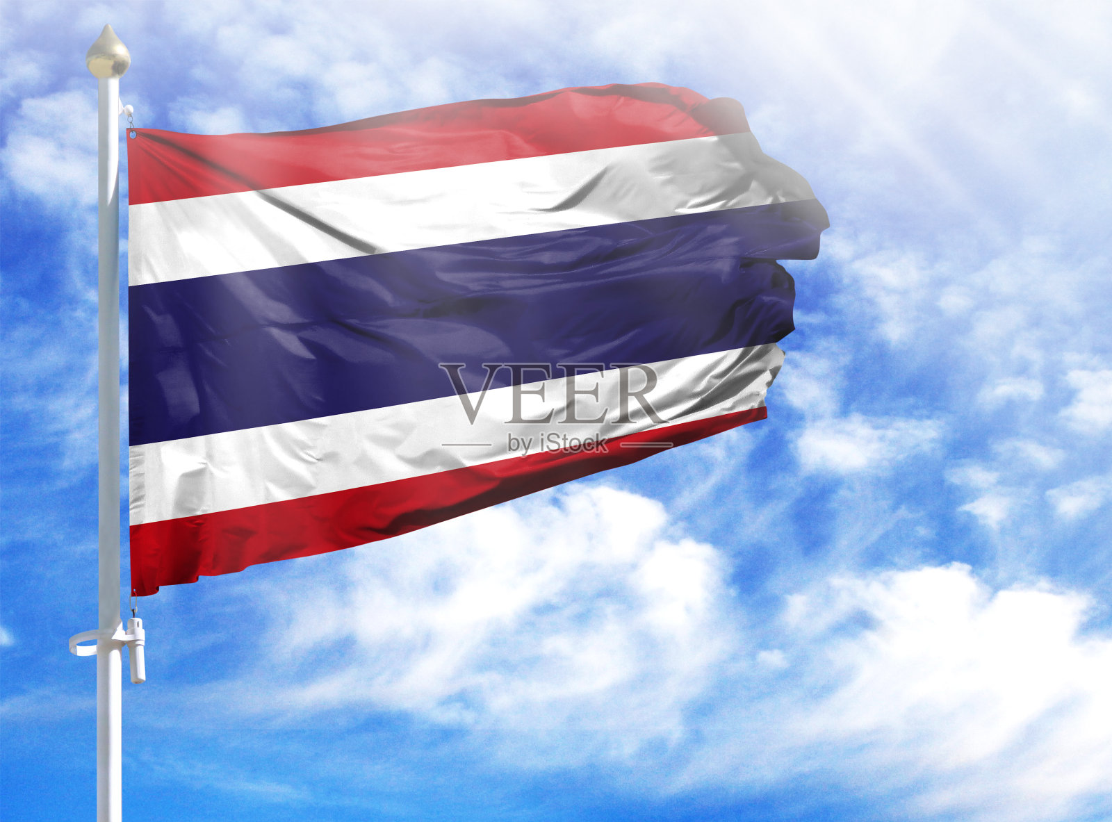 旗杆上的哥斯达黎加国旗照片摄影图片