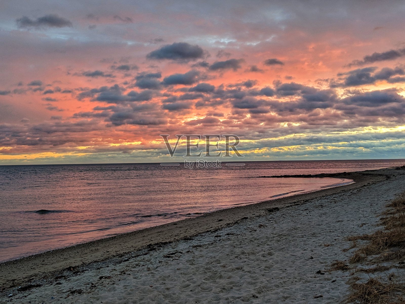 科德角海滩上的冬日日落照片摄影图片