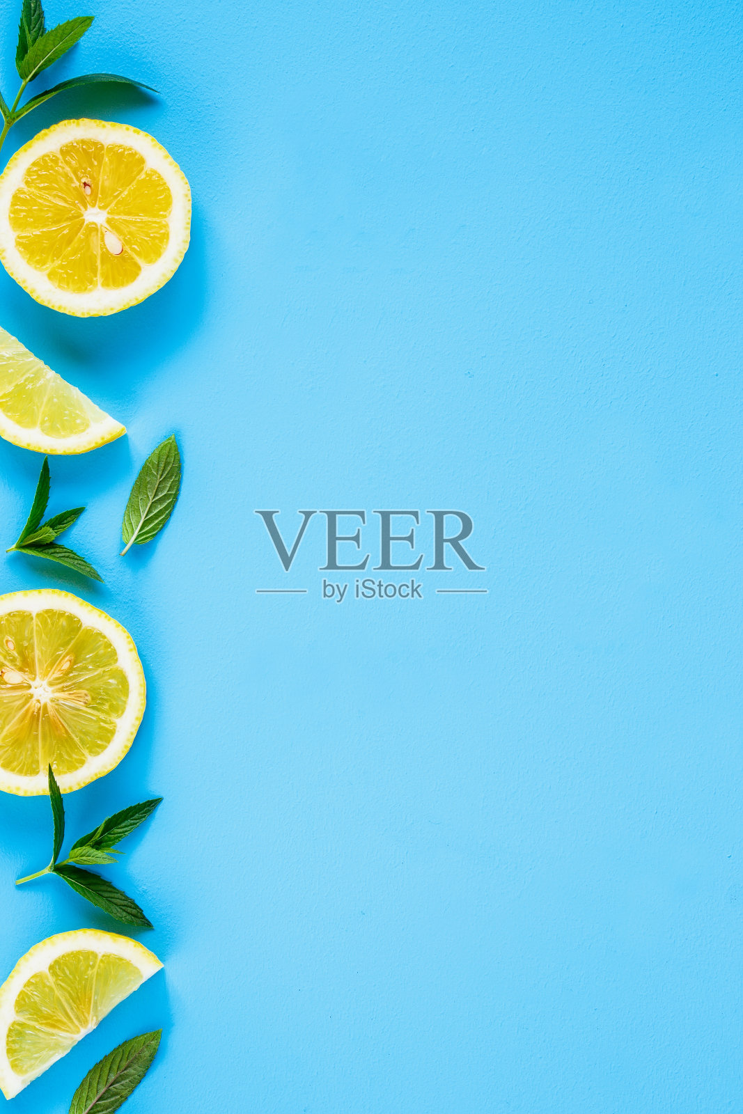 柠檬片和薄荷照片摄影图片