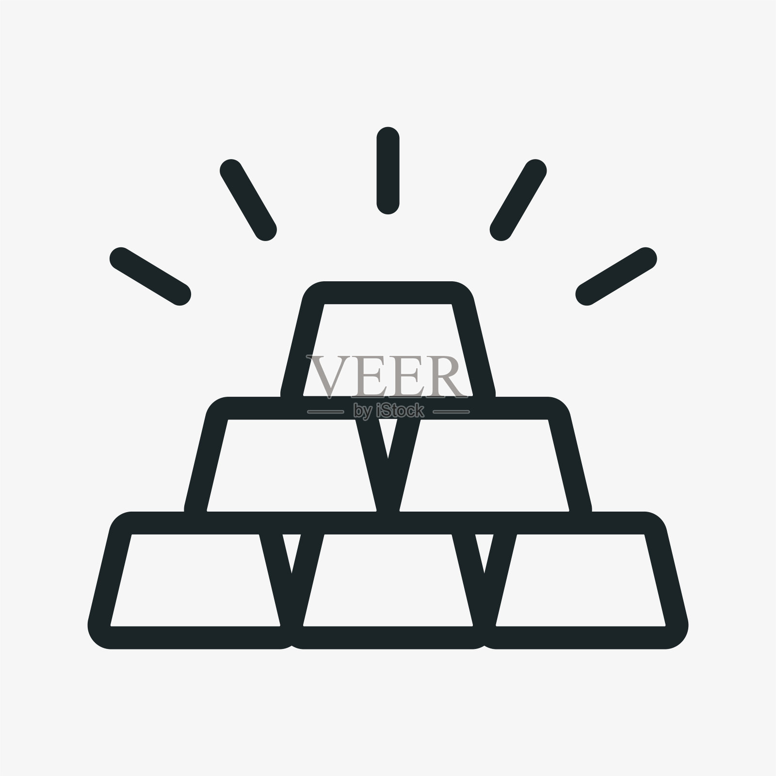 金砖宝藏极简主义平线轮廓笔划图标象形符号插画图片素材