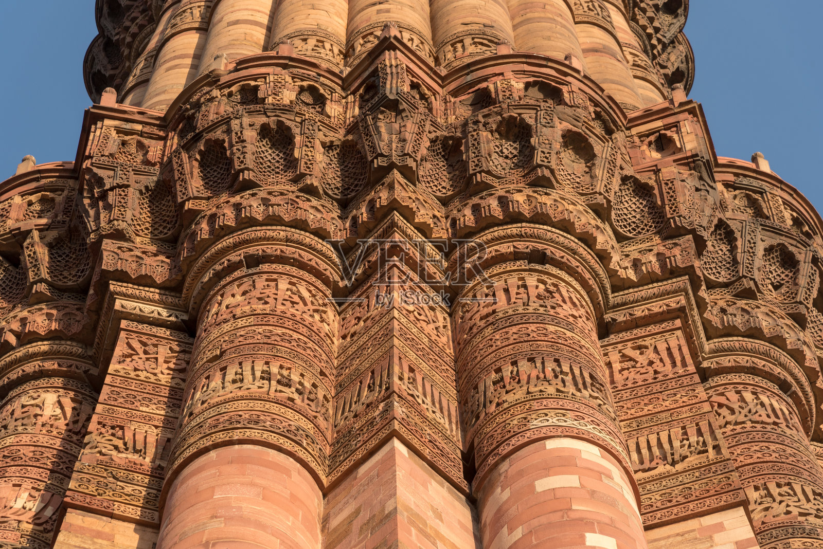 印度德里Qutub Minar尖塔的细节照片摄影图片