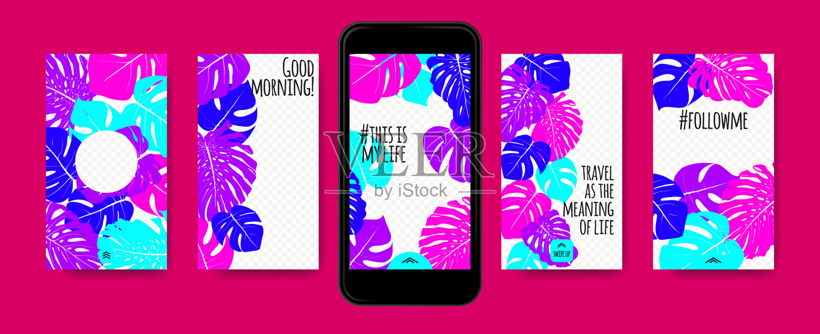 社交媒体设计的故事模板。插画图片素材