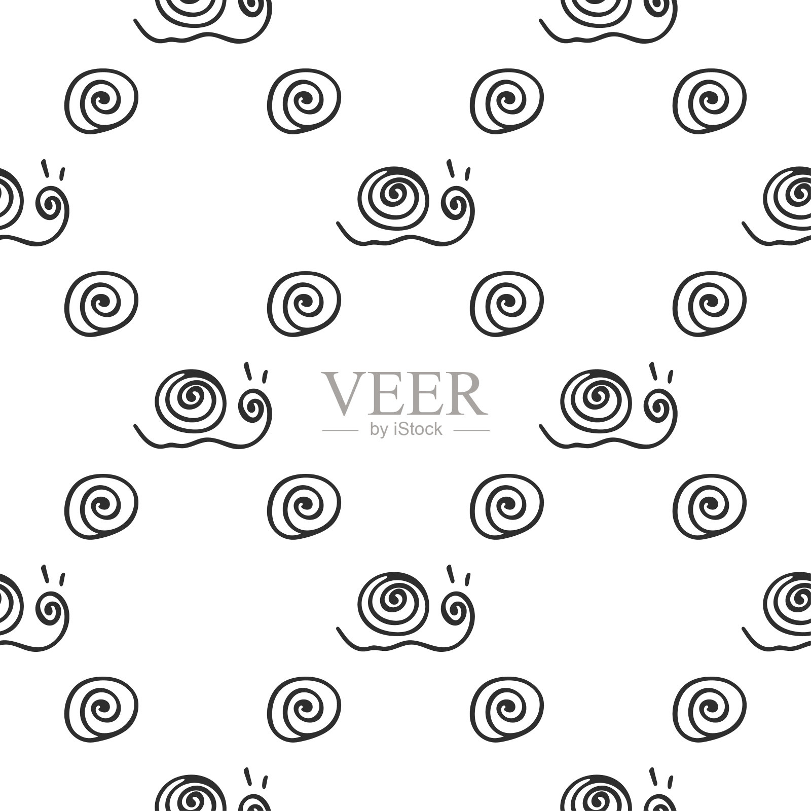 碧桂园可爱的蜗牛矢量无缝图案。简化的复古插图。包装或剪贴簿纸背景。幼稚的卡通风格涂鸦艺术。元素设计，壁纸，面料印花。插画图片素材