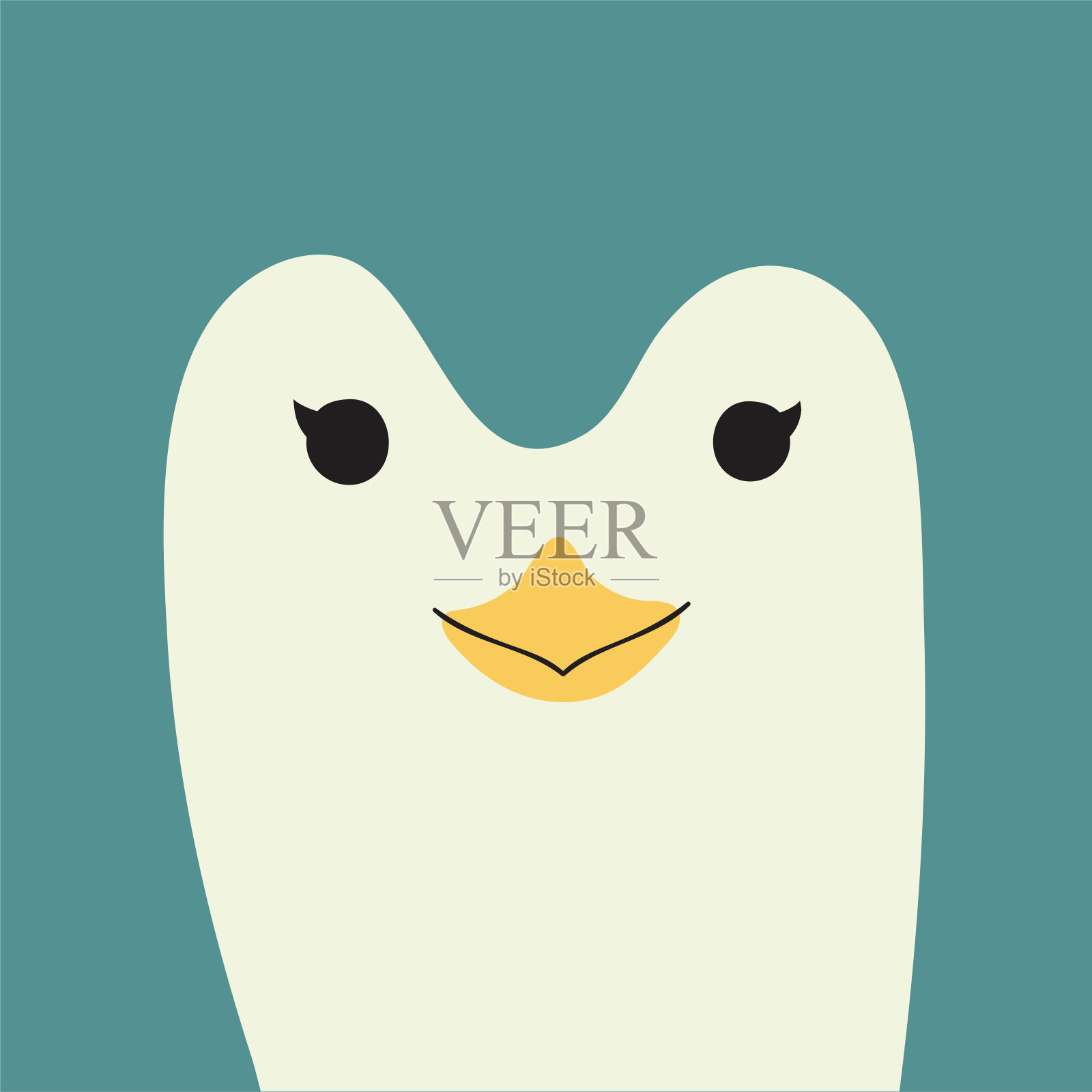 可爱的蓝色企鹅卡通动物肖像插画图片素材