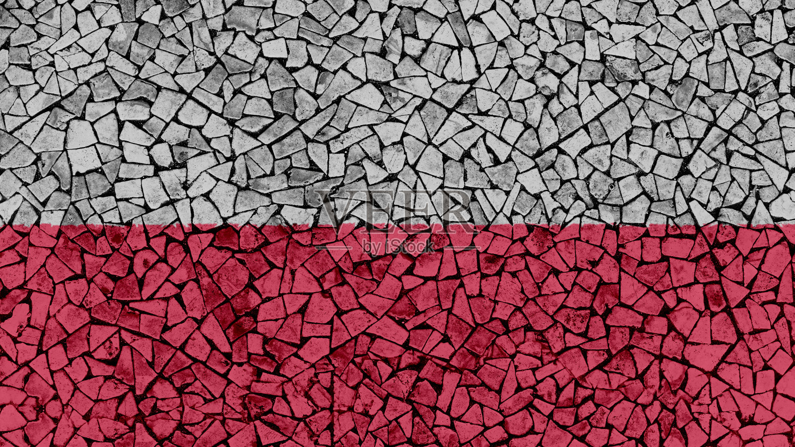 波兰国旗马赛克瓷砖画照片摄影图片