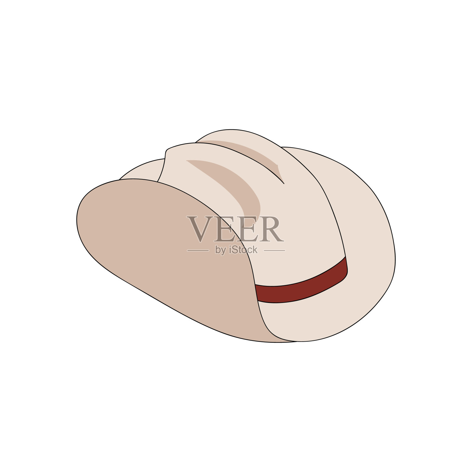 手绘牛仔帽。德克萨斯美国服装纳什维尔乡村节日。矢量隔离警长元素。设计元素图片