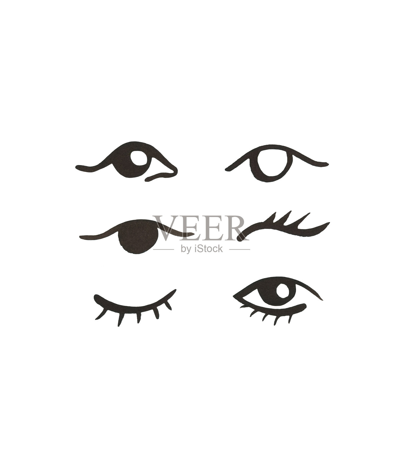 水彩画与抽象的眼睛插画图片素材