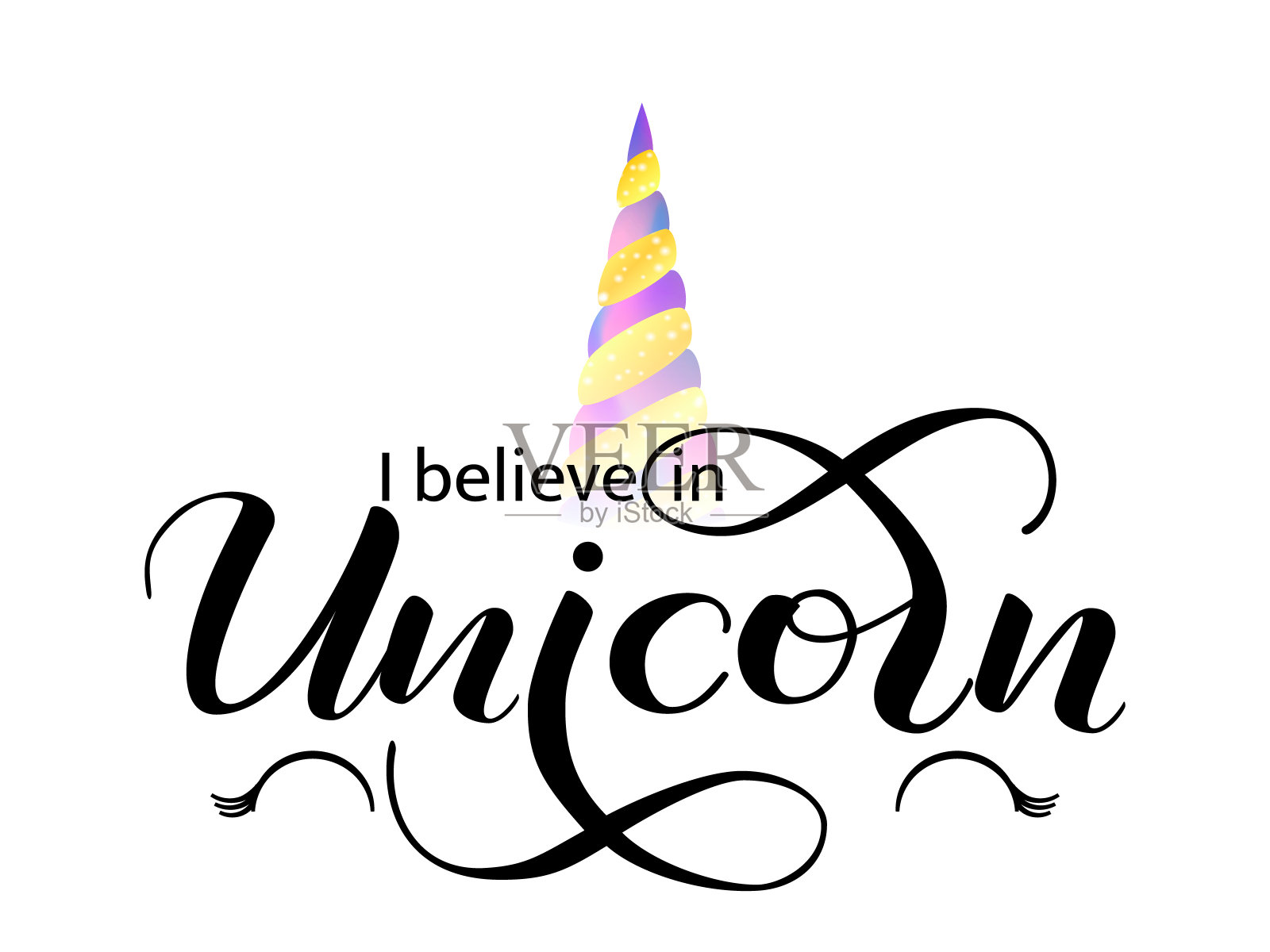 我相信独角兽的文字。矢量图设计元素图片