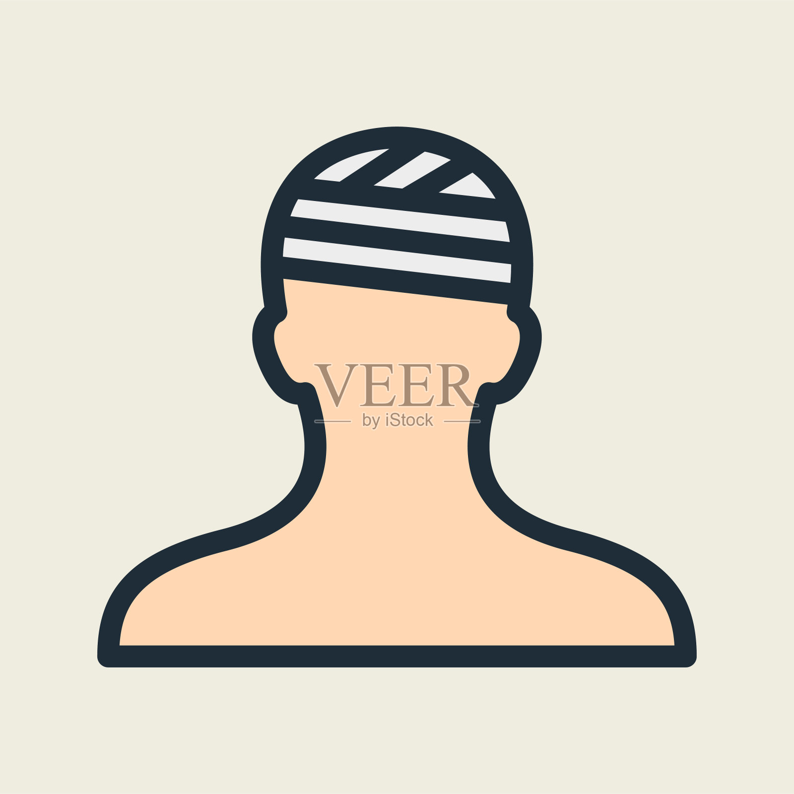 头部损伤治疗事故平线笔划图标象形图设计元素图片