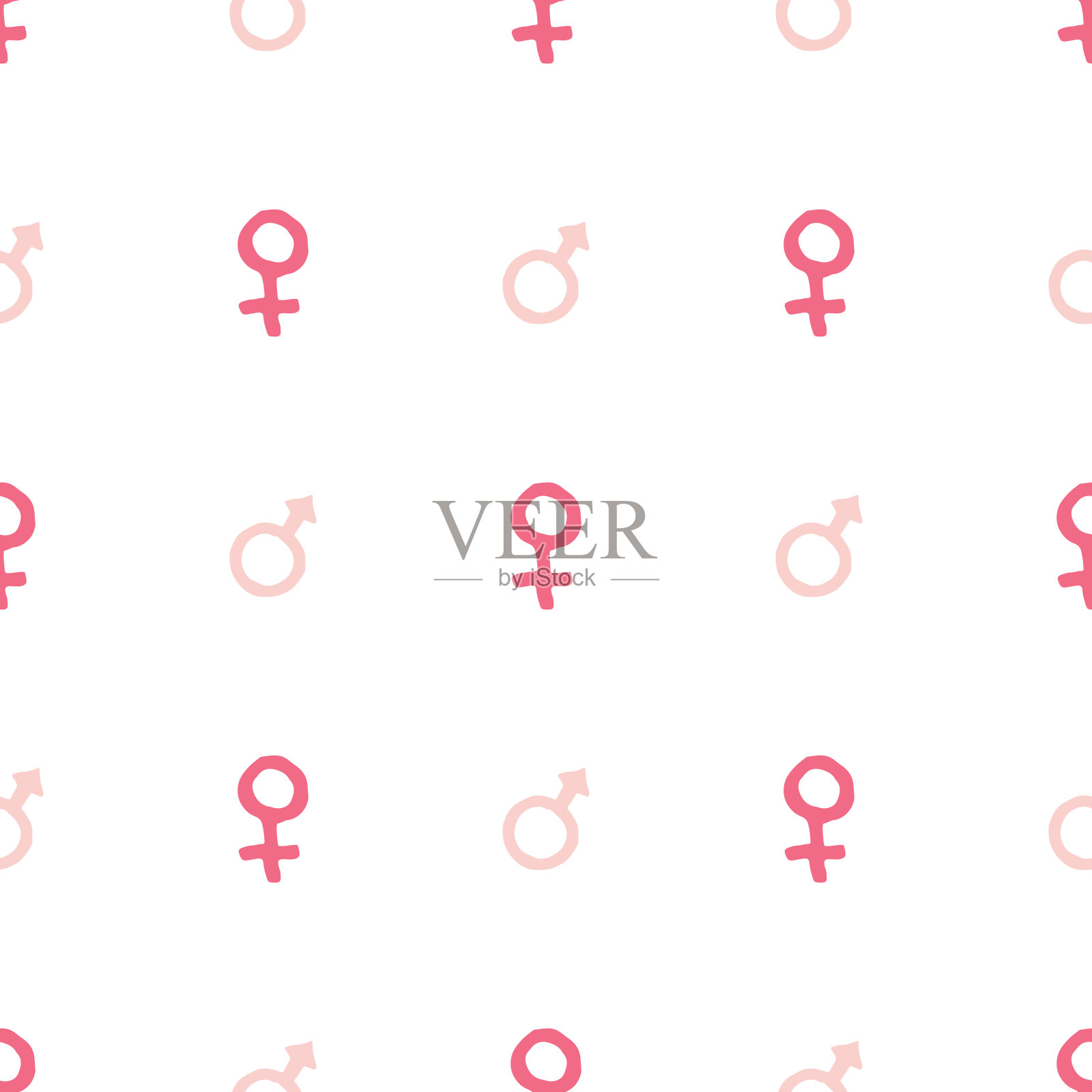 火星和金星无缝模式矢量插图。手绘手绘涂鸦性别背景插画图片素材