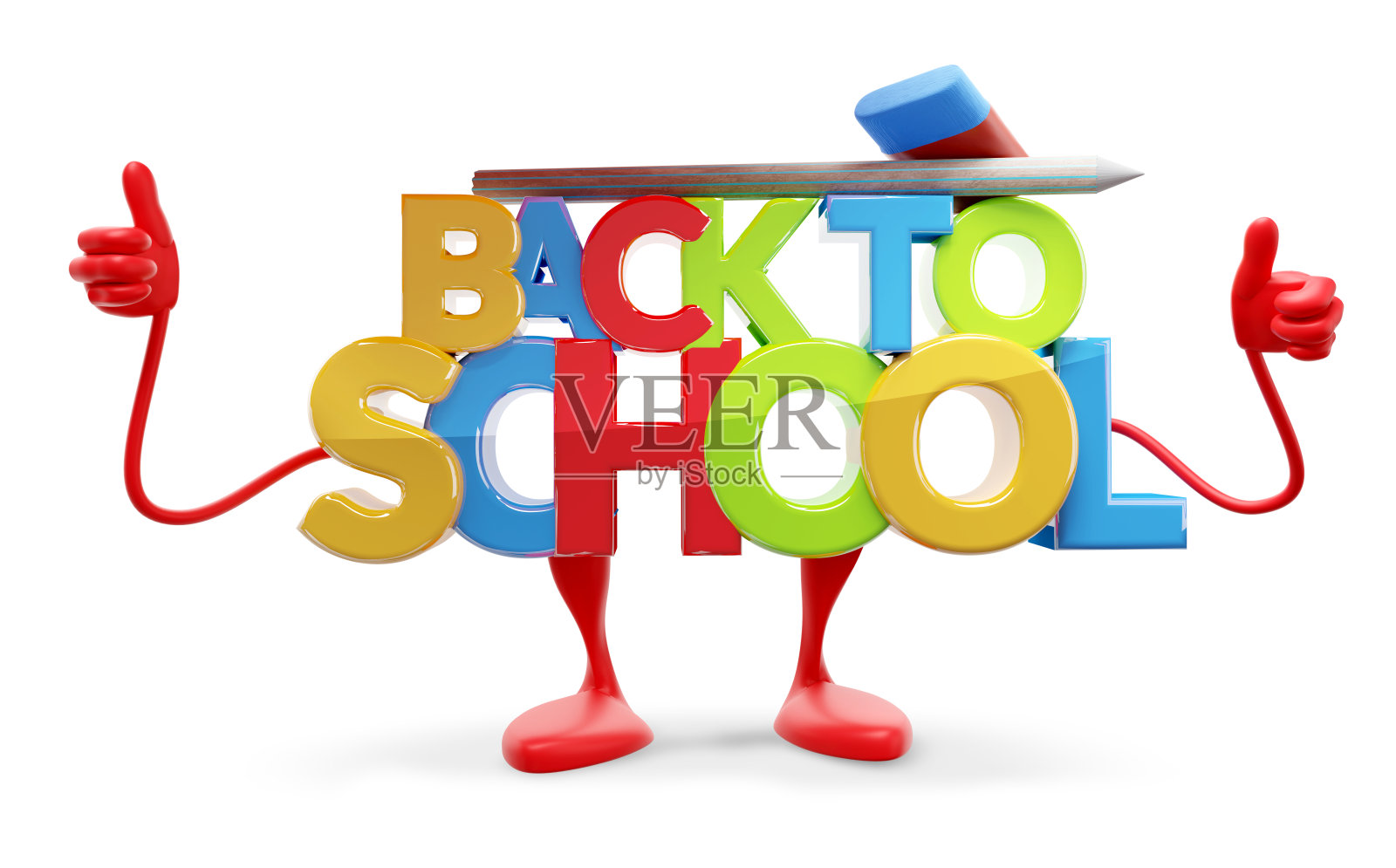 回到学校，为3d插画竖起大拇指插画图片素材