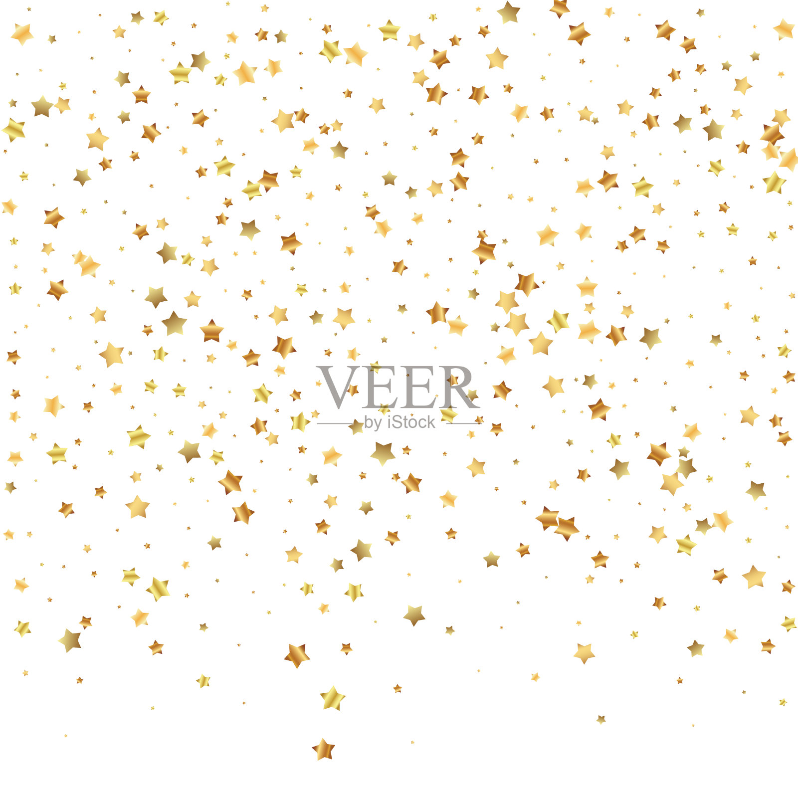 金色星星，随意奢华，闪闪发光的五彩纸屑。Scatt插画图片素材