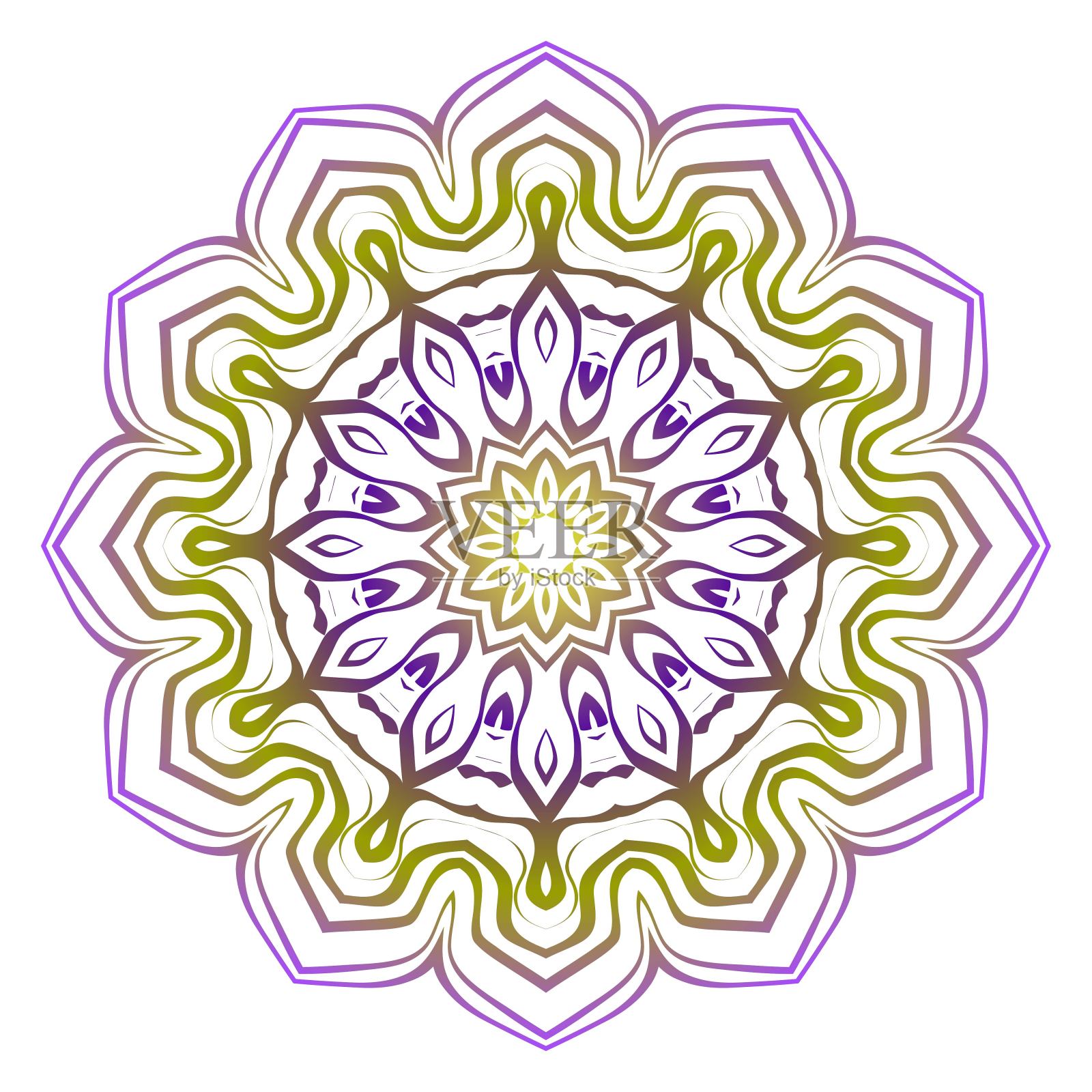 东方曼荼罗。古典装饰元素。矢量插图。这是一个非常出色的矢量插图插画图片素材