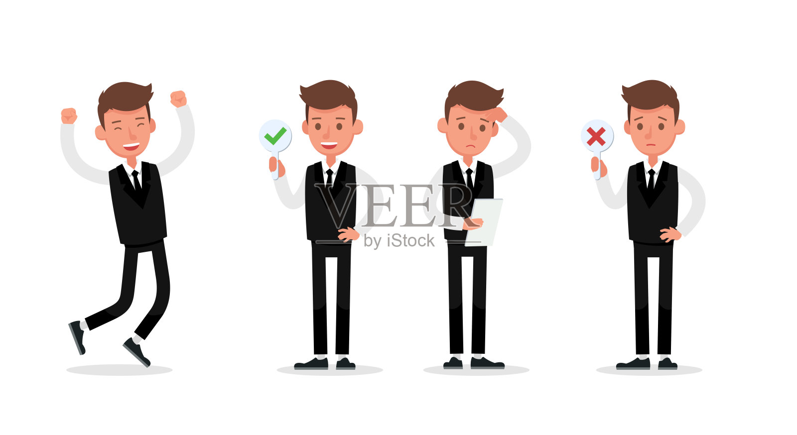 商人的字符集向量设计。插画图片素材