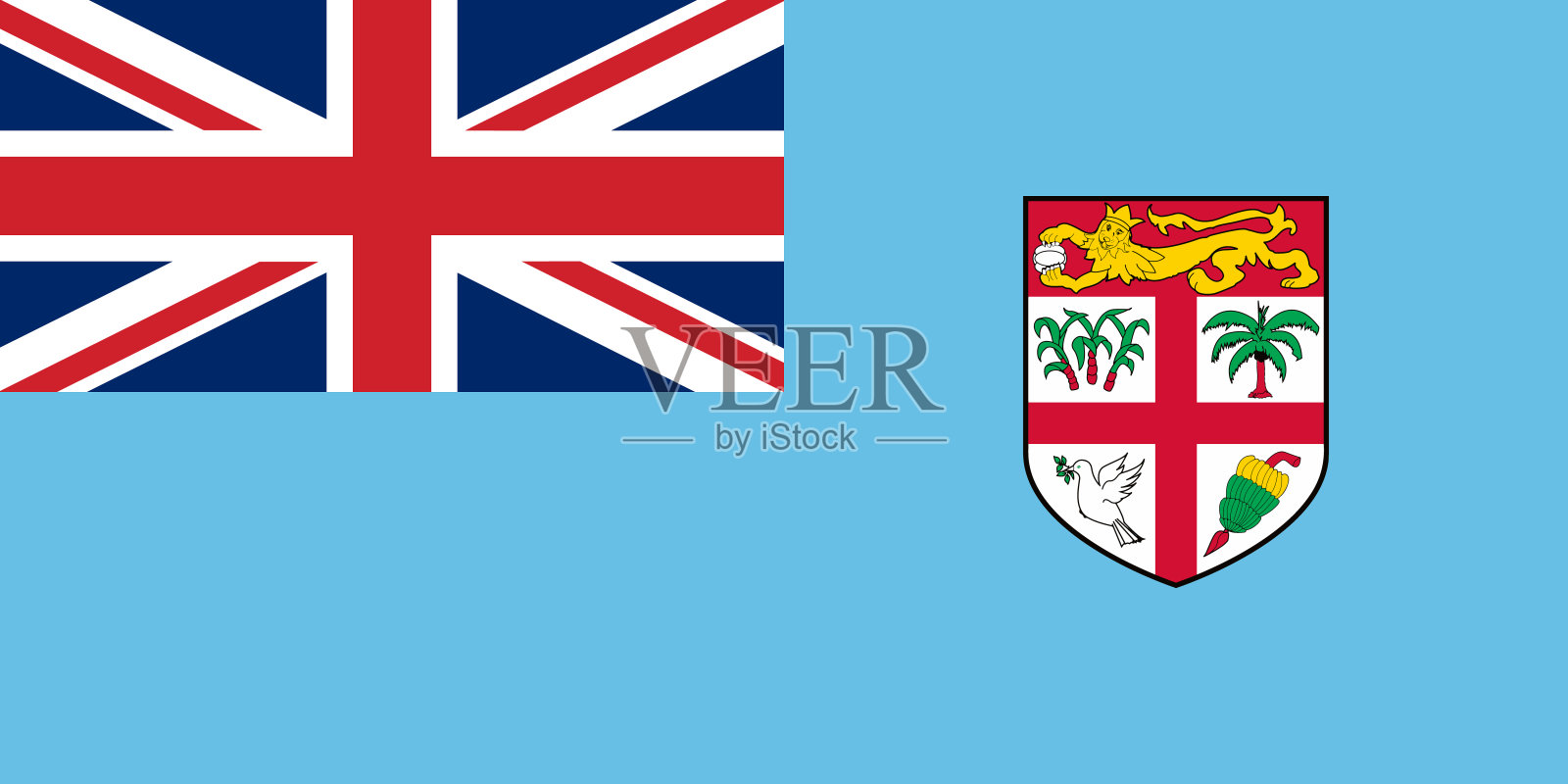 斐济共和国国旗的官方汇率和颜色，矢量。插画图片素材