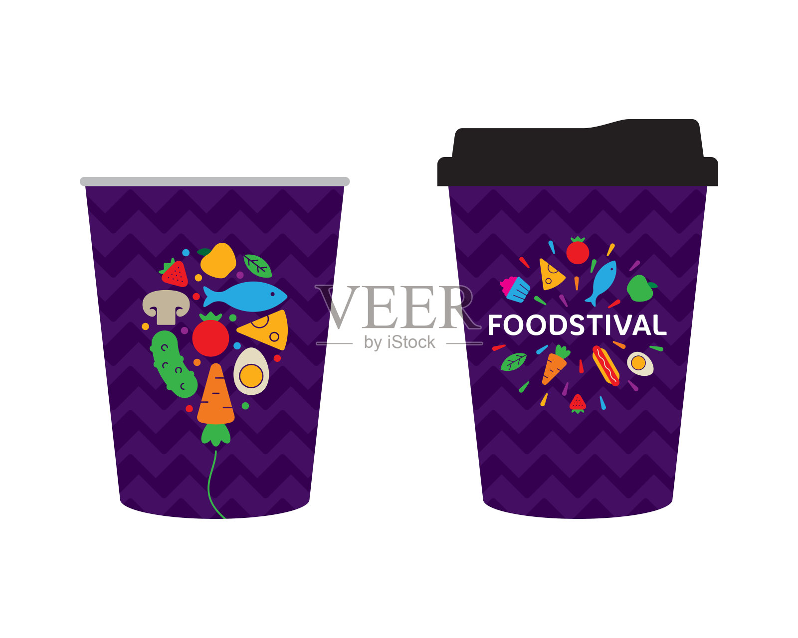 食品节纸杯矢量模板插画图片素材