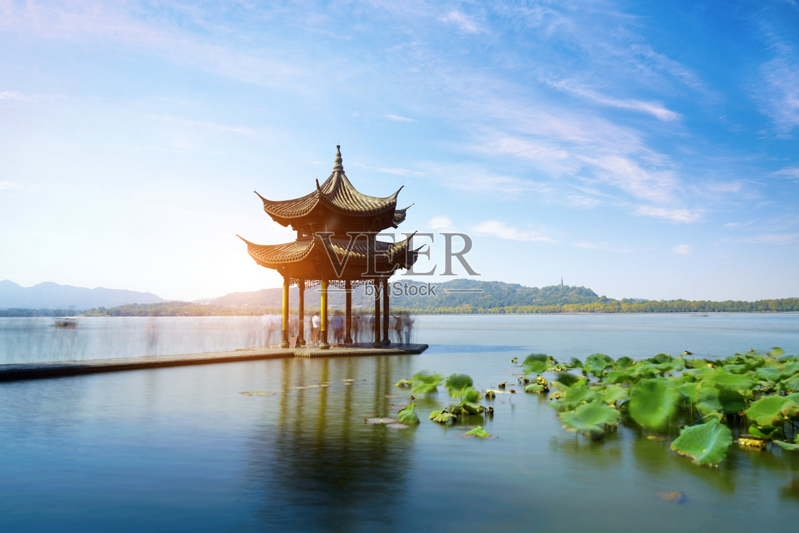 美丽的建筑景观和杭州西湖景观照片摄影图片